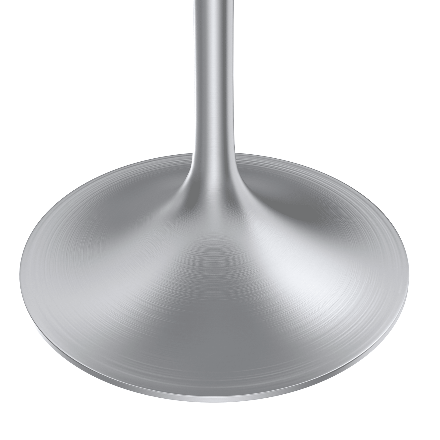 Verve Round Dining Table with MDF/Sintered Stone/Resin Tabletop in Silver Stainless Steel Pedestal Base