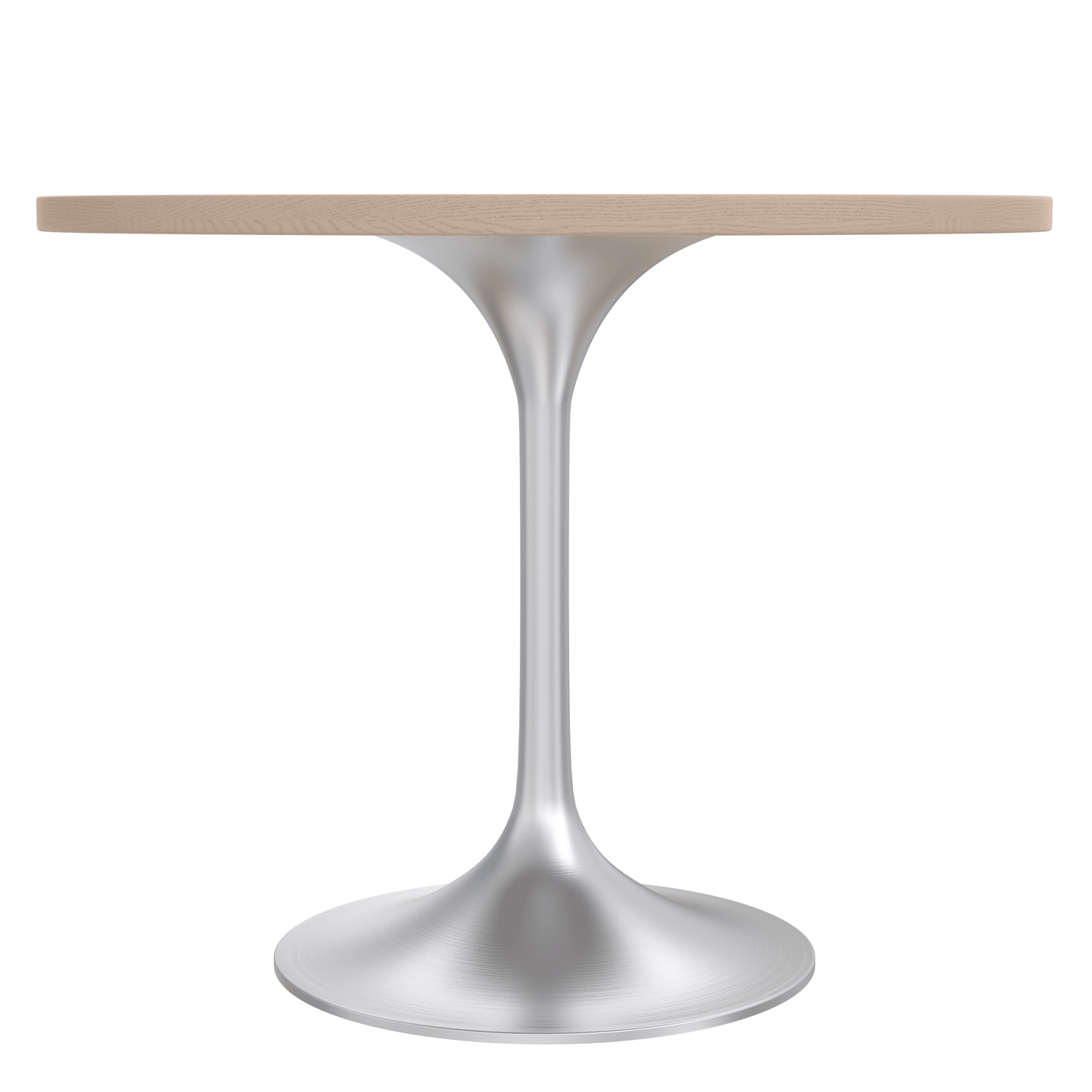 Verve Round Dining Table with MDF/Sintered Stone/Resin Tabletop in Silver Stainless Steel Pedestal Base