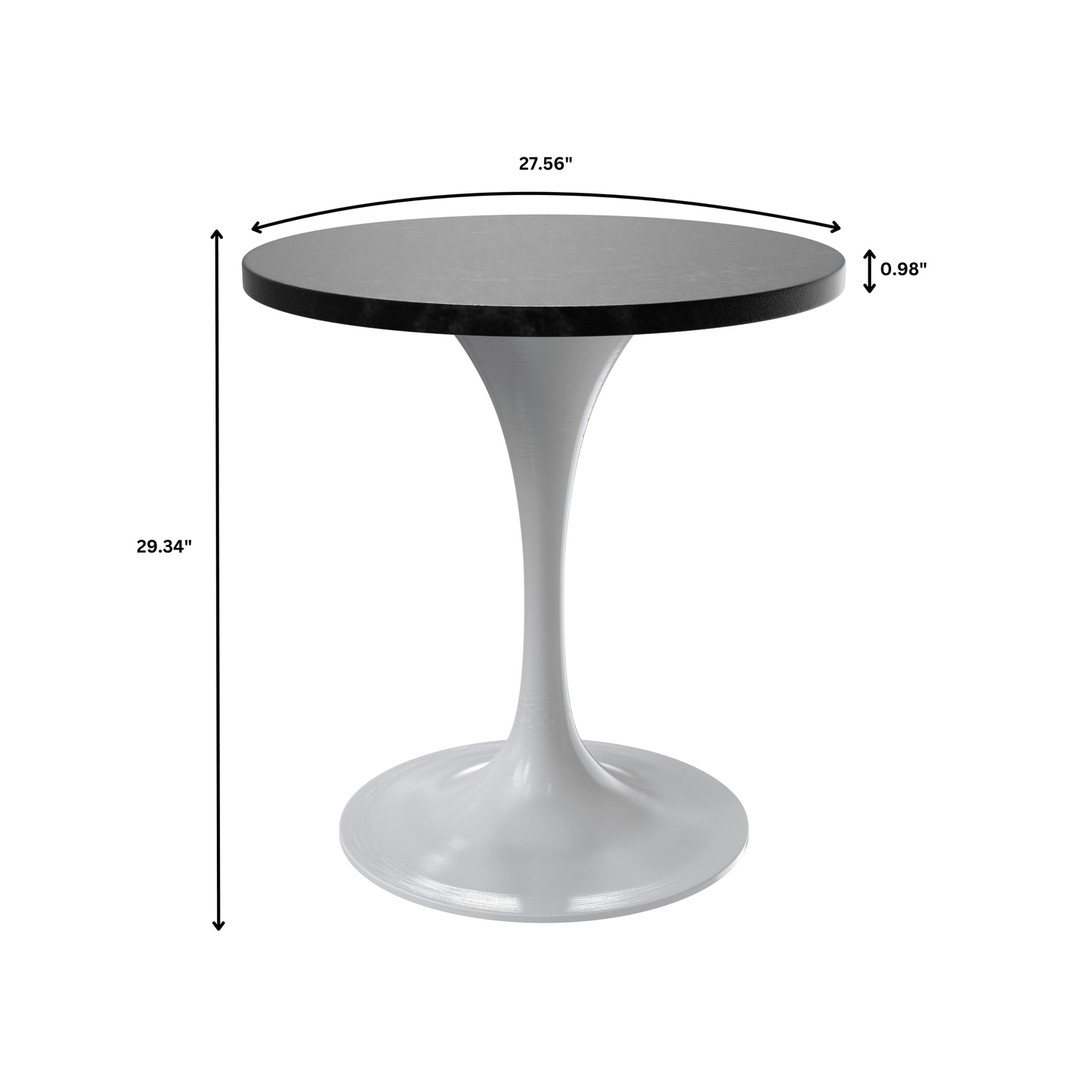 Verve Round Dining Table with MDF/Sintered Stone/Resin Tabletop in White Stainless Steel Pedestal Base
