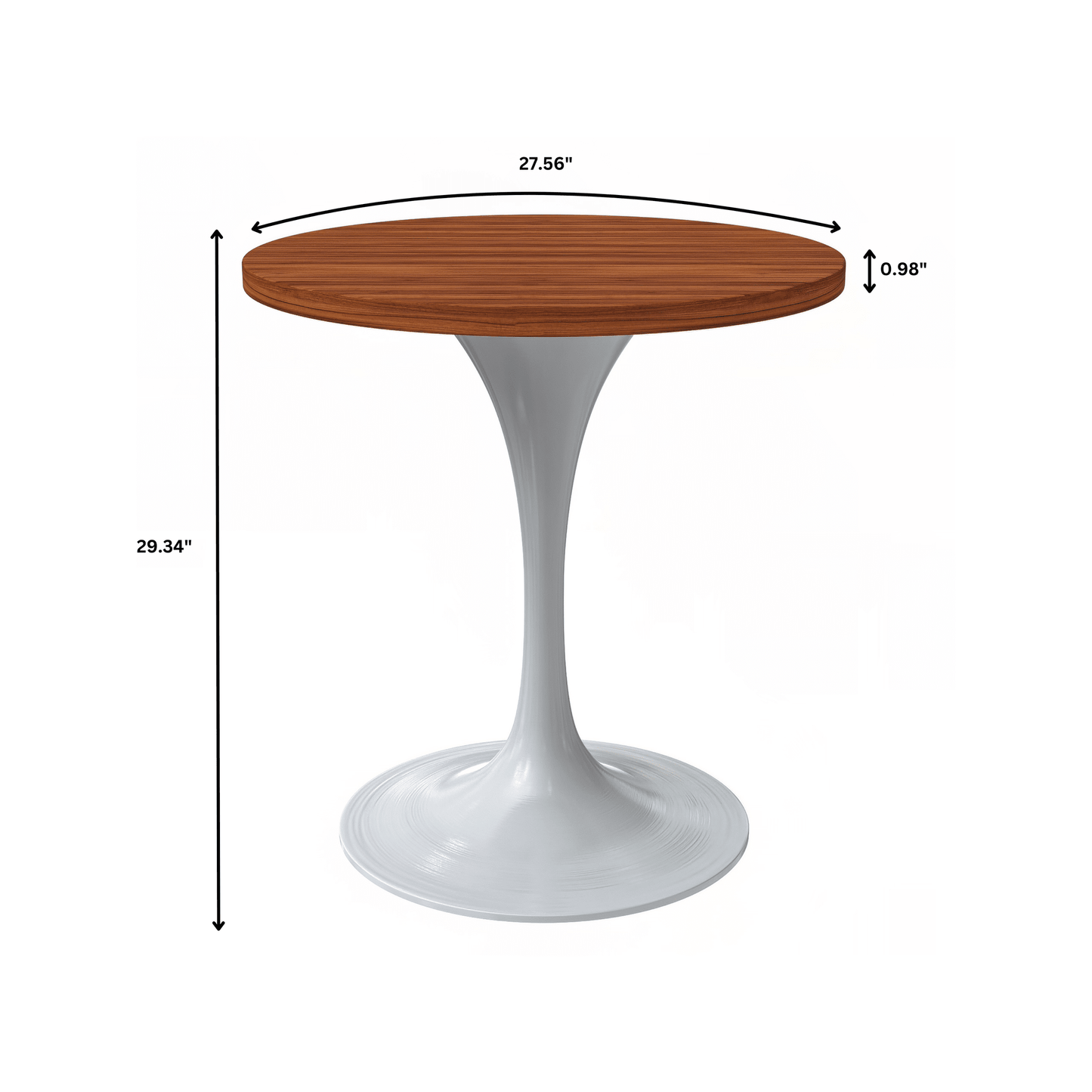 Verve Round Dining Table with MDF/Sintered Stone/Resin Tabletop in White Stainless Steel Pedestal Base