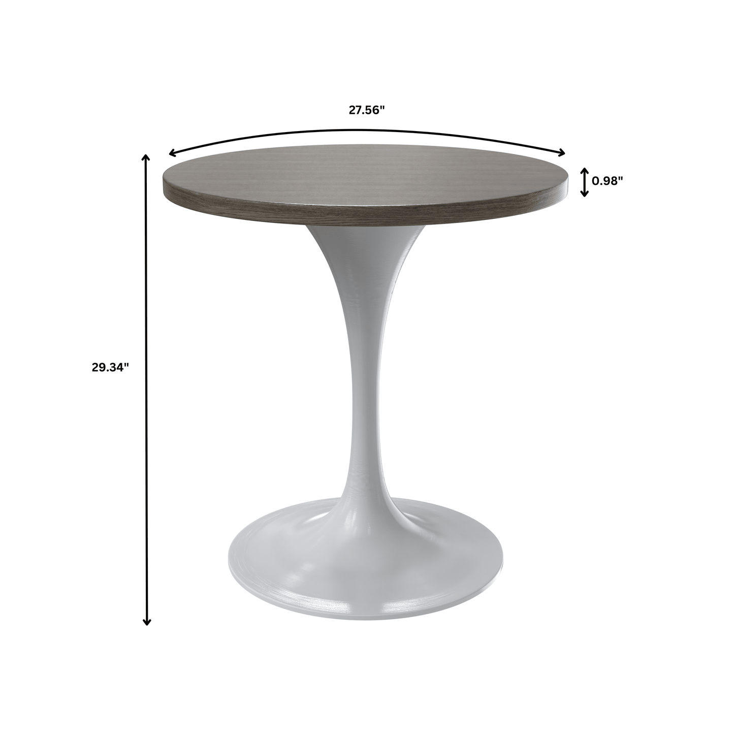 Verve Round Dining Table with MDF/Sintered Stone/Resin Tabletop in White Stainless Steel Pedestal Base