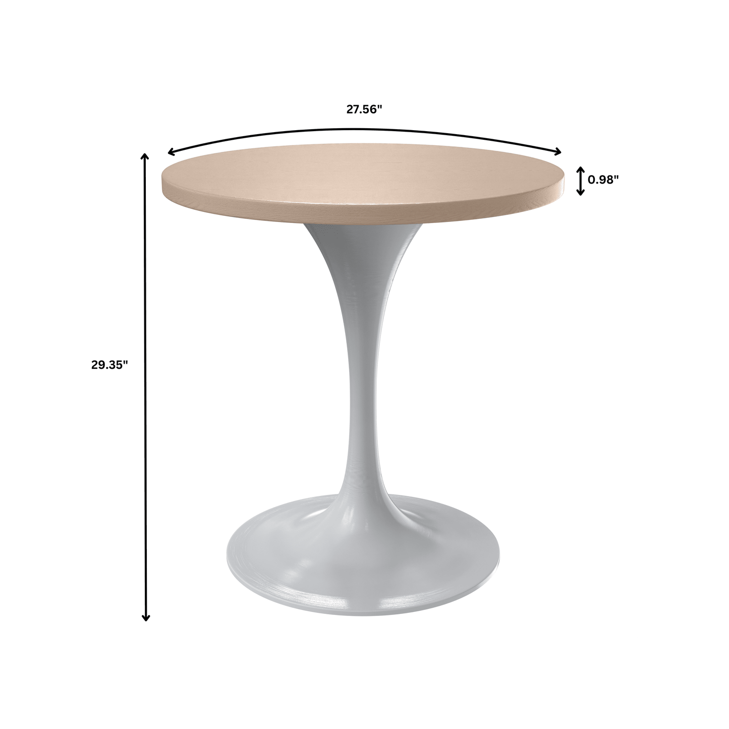 Verve Round Dining Table with MDF/Sintered Stone/Resin Tabletop in White Stainless Steel Pedestal Base