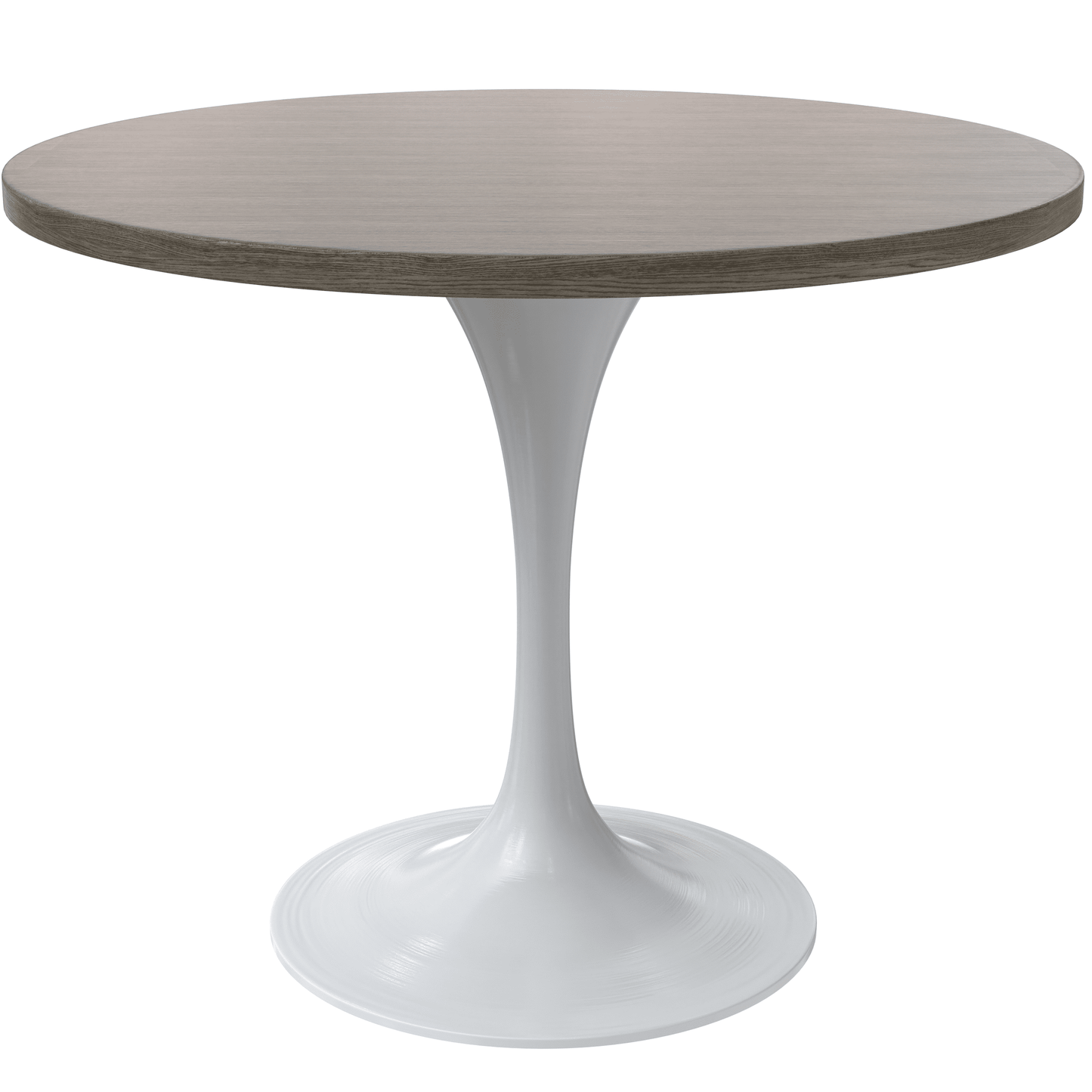 Verve Round Dining Table with MDF/Sintered Stone/Resin Tabletop in White Stainless Steel Pedestal Base