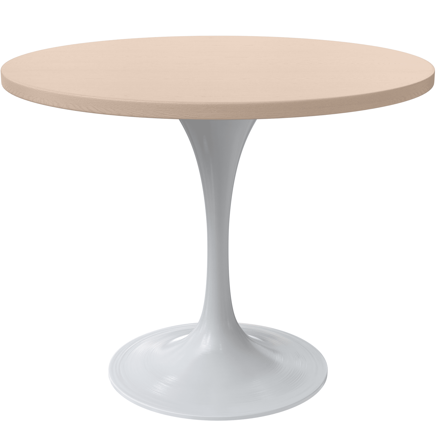 Verve Round Dining Table with MDF/Sintered Stone/Resin Tabletop in White Stainless Steel Pedestal Base