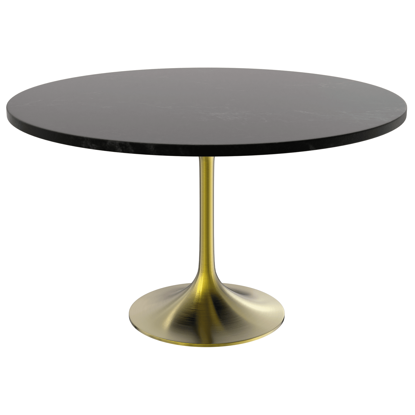 Verve Round Dining Table with MDF/Sintered Stone/Resin Tabletop in Gold Stainless Steel Pedestal Base