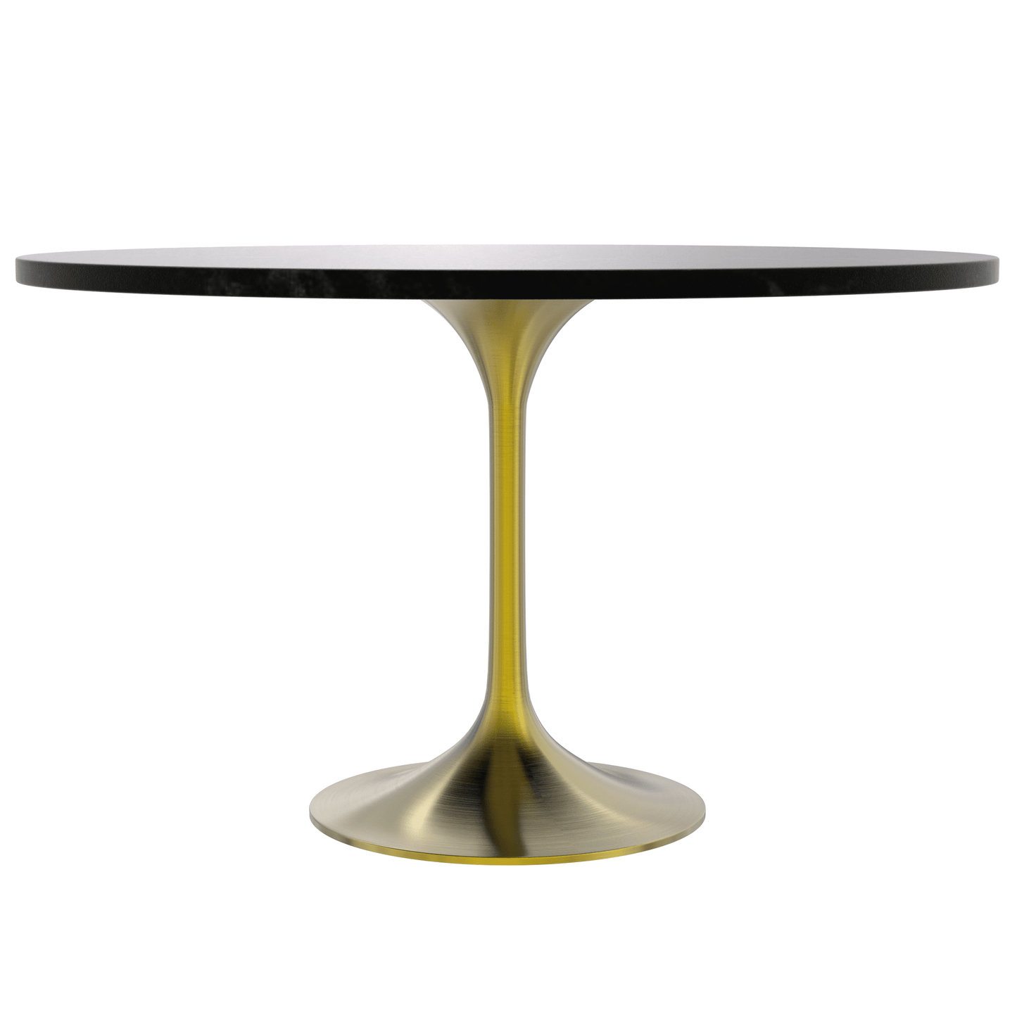 Verve Round Dining Table with MDF/Sintered Stone/Resin Tabletop in Gold Stainless Steel Pedestal Base