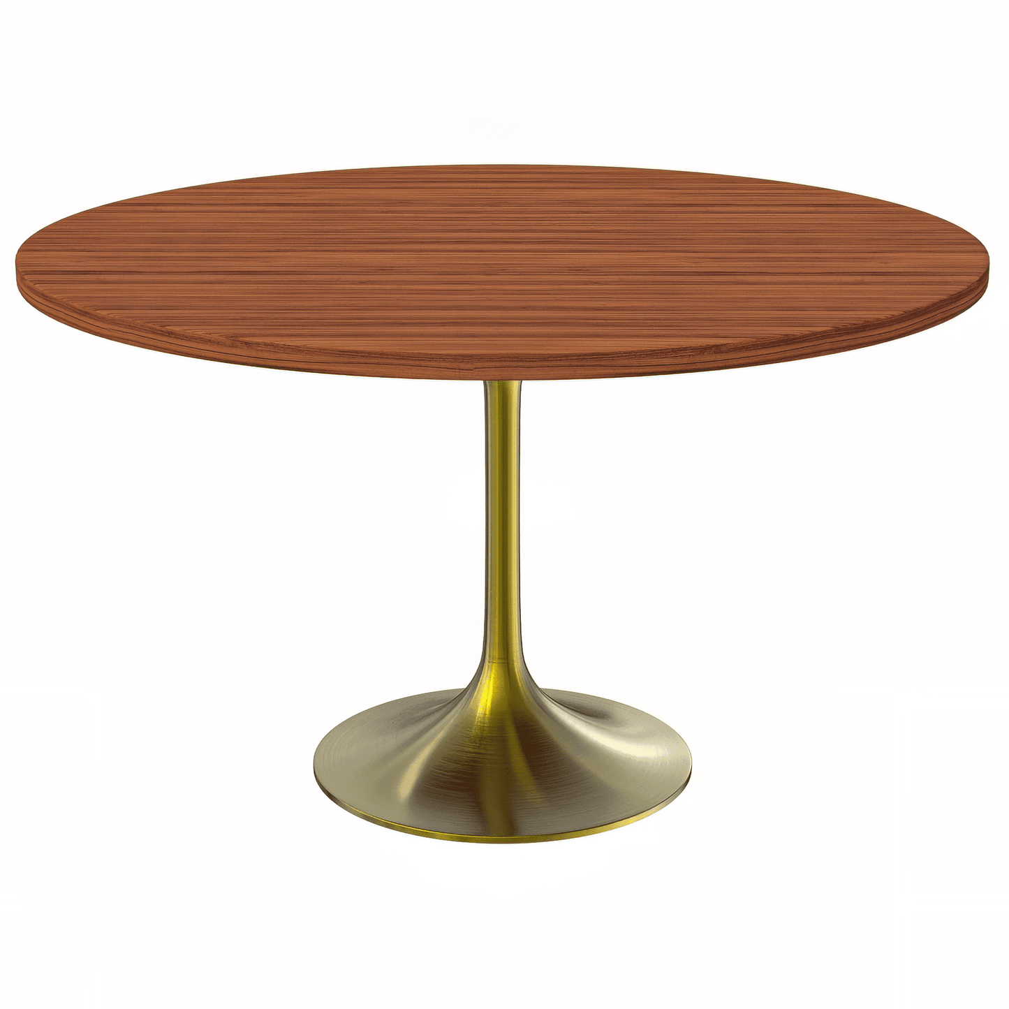 Verve Round Dining Table with MDF/Sintered Stone/Resin Tabletop in Gold Stainless Steel Pedestal Base