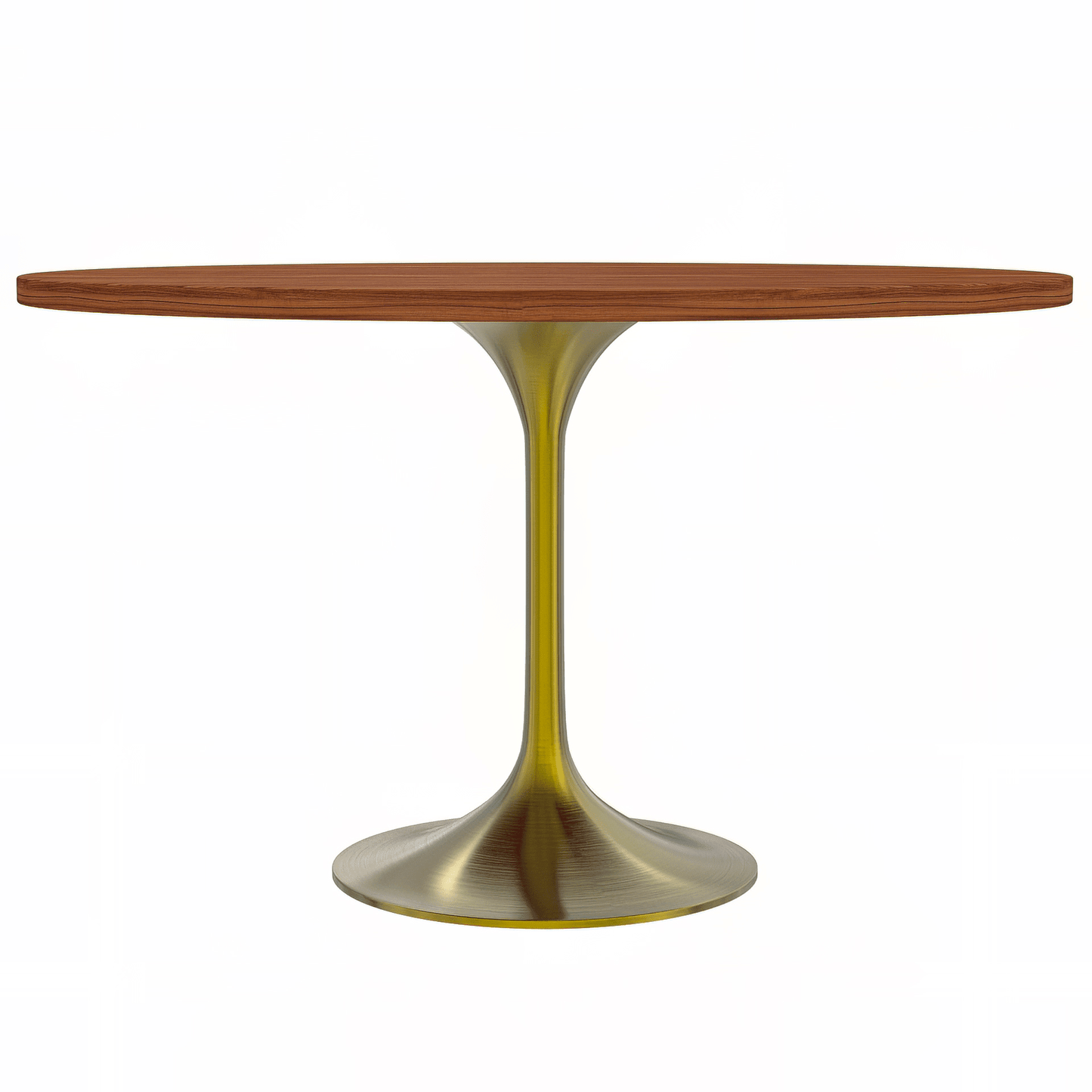 Verve Round Dining Table with MDF/Sintered Stone/Resin Tabletop in Gold Stainless Steel Pedestal Base