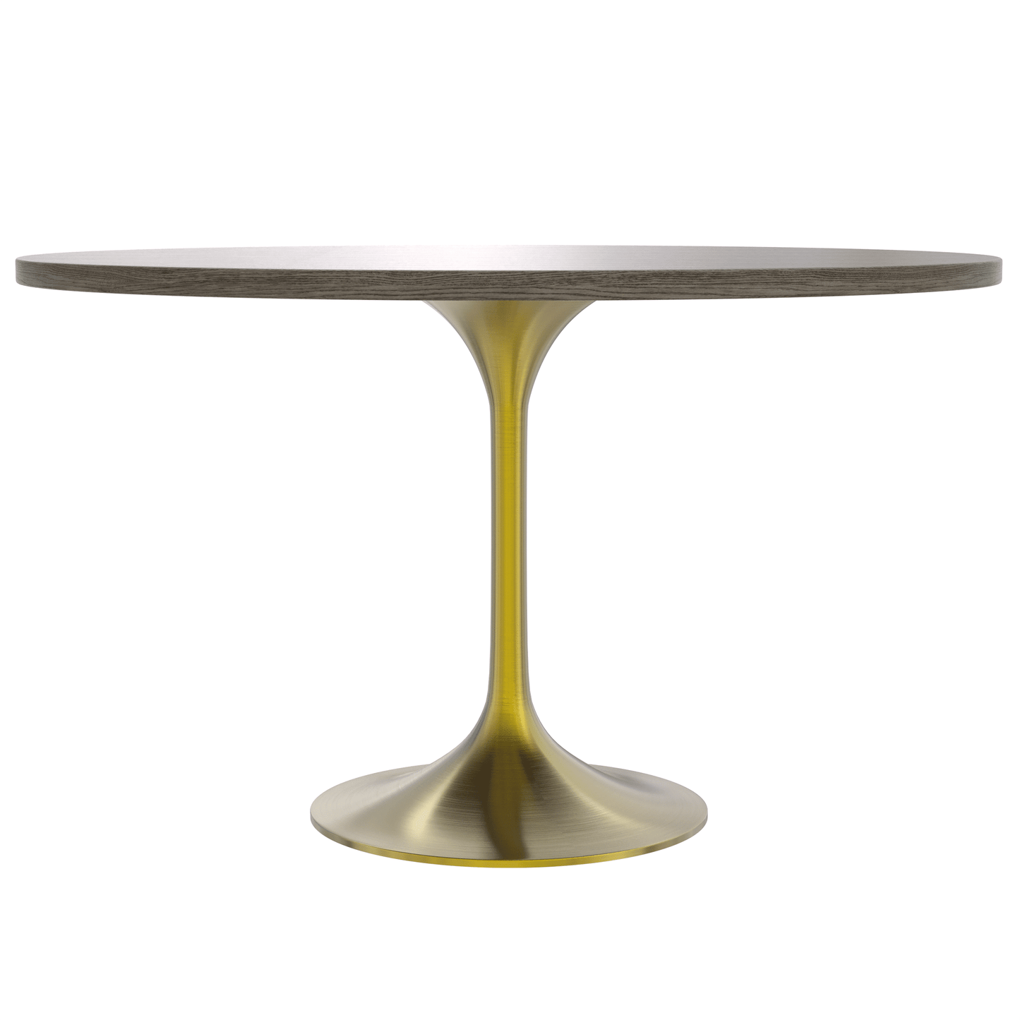 Verve Round Dining Table with MDF/Sintered Stone/Resin Tabletop in Gold Stainless Steel Pedestal Base
