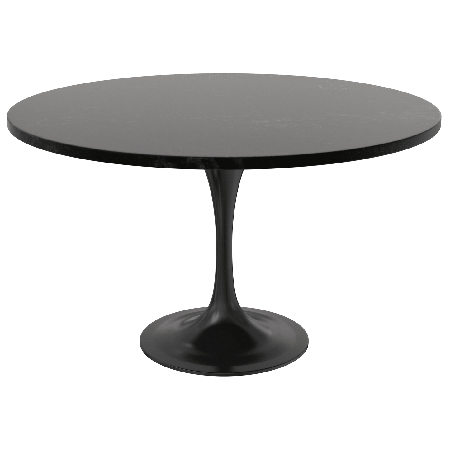 Verve Round Dining Table with MDF/Sintered Stone/Resin Tabletop in Black Stainless Steel Pedestal Base