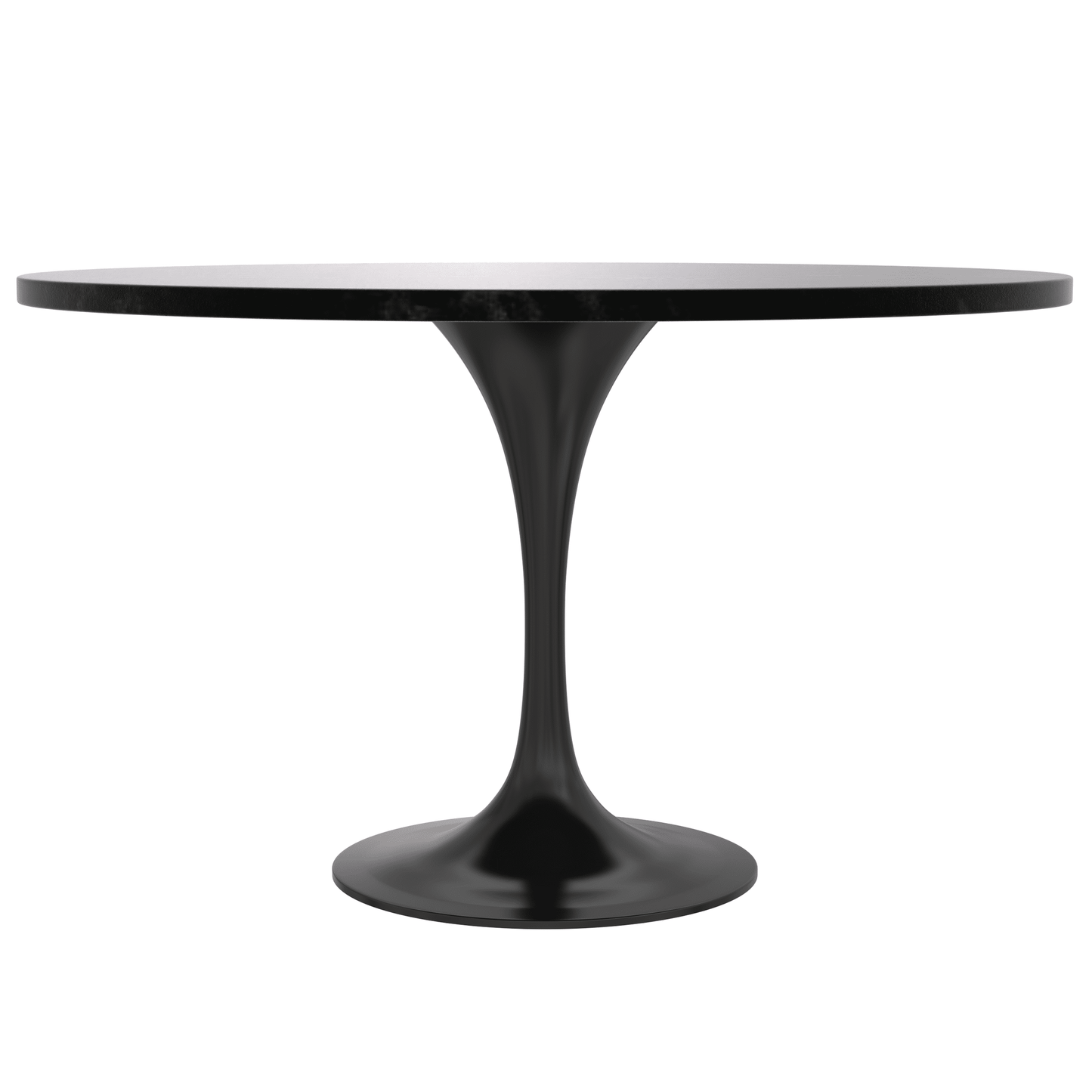 Verve Round Dining Table with MDF/Sintered Stone/Resin Tabletop in Black Stainless Steel Pedestal Base