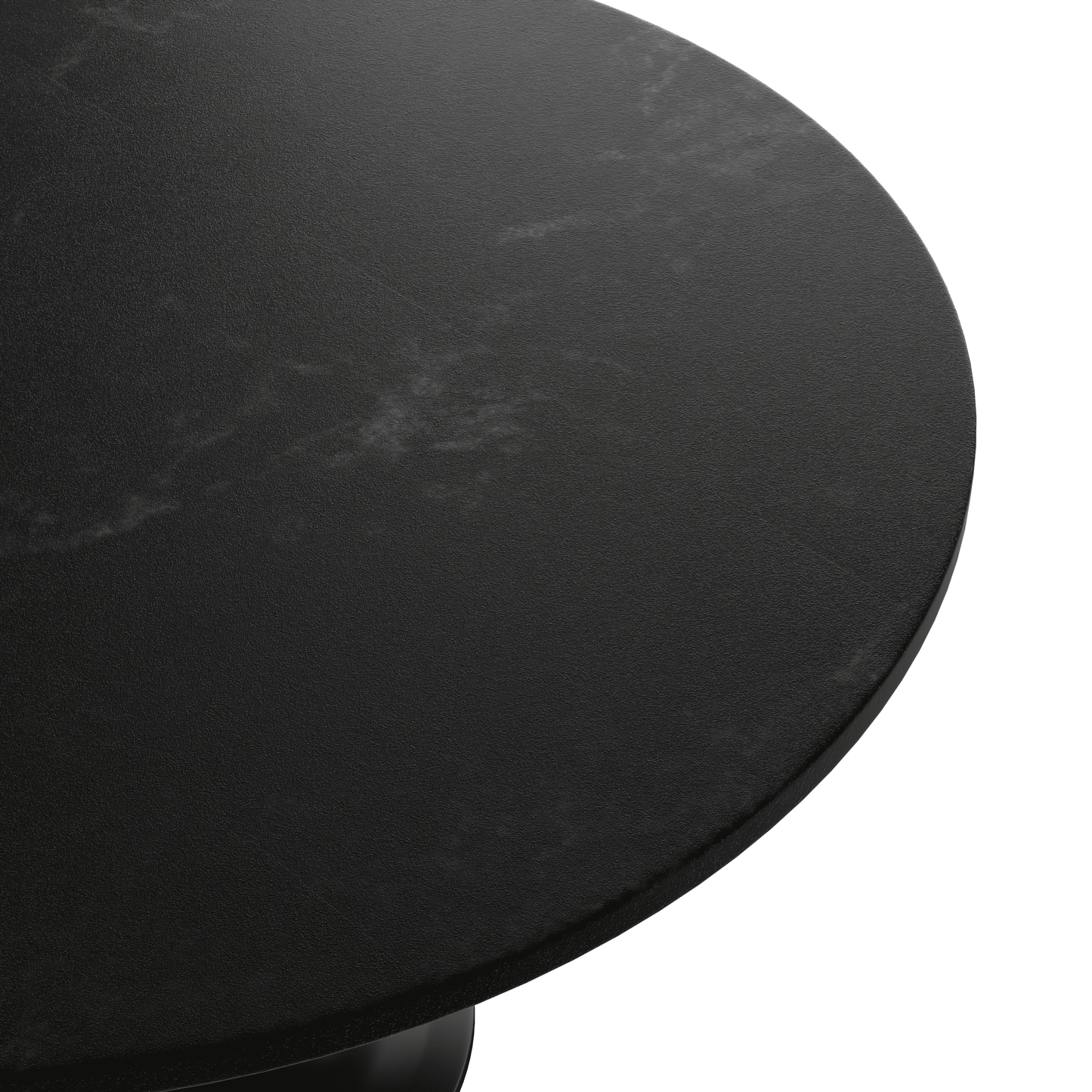 Verve Round Dining Table with MDF/Sintered Stone/Resin Tabletop in Black Stainless Steel Pedestal Base