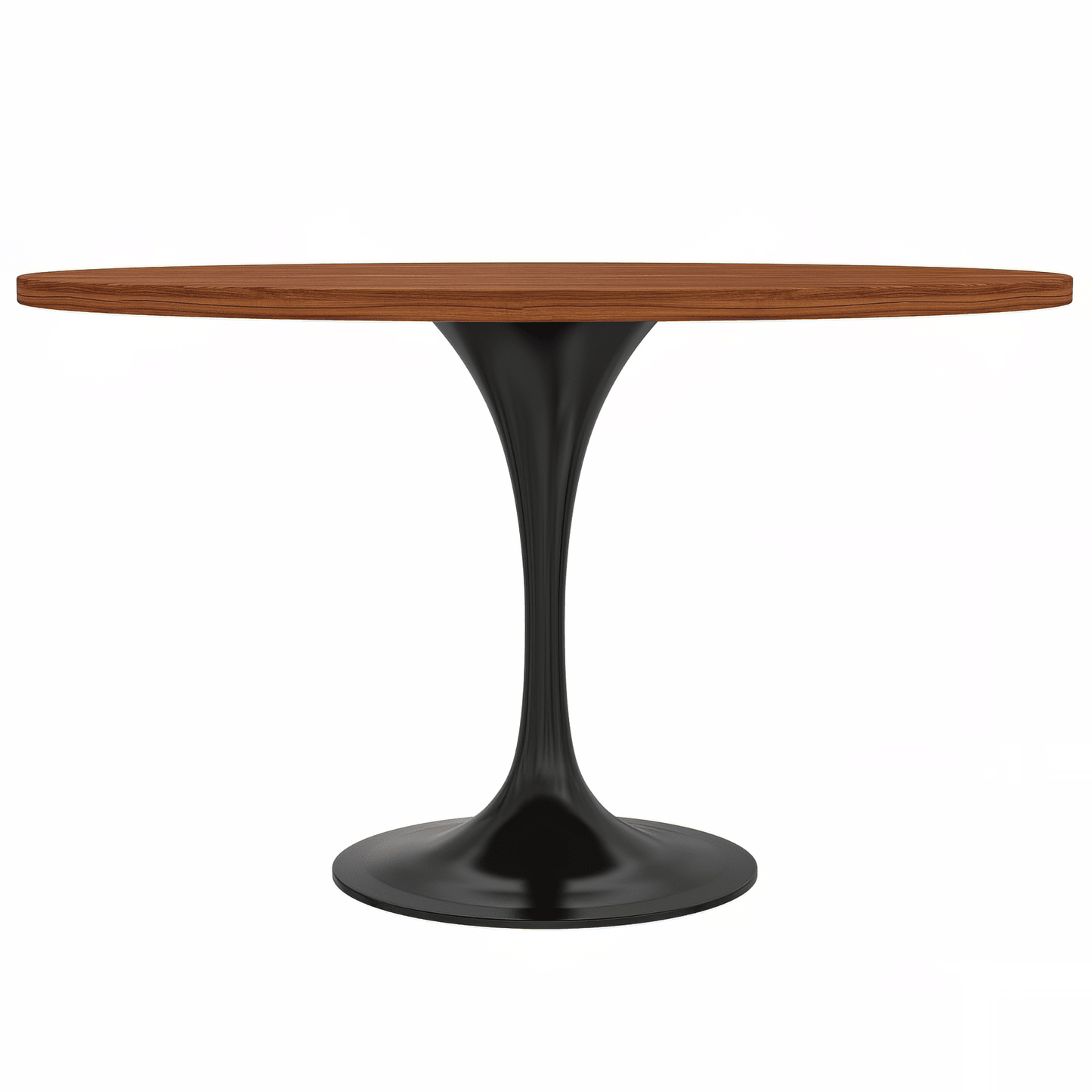 Verve Round Dining Table with MDF/Sintered Stone/Resin Tabletop in Black Stainless Steel Pedestal Base