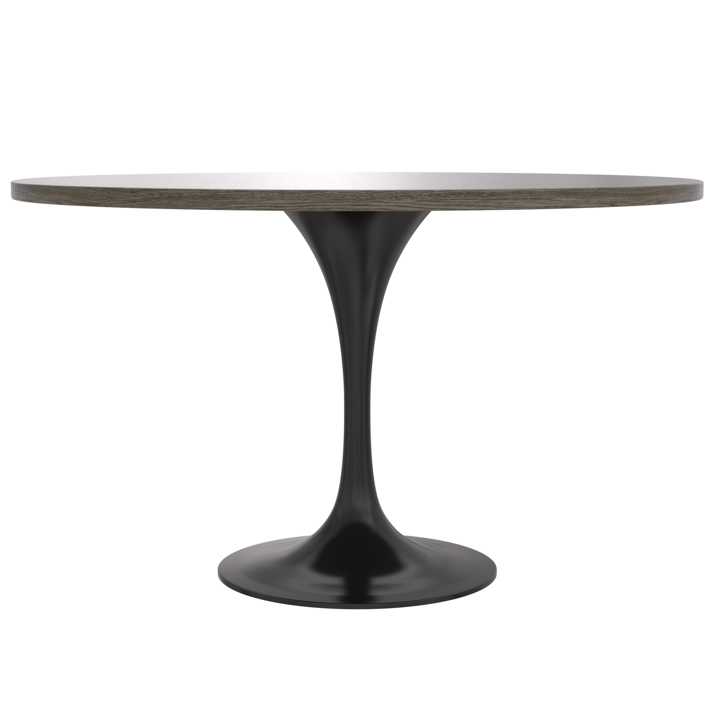 Verve Round Dining Table with MDF/Sintered Stone/Resin Tabletop in Black Stainless Steel Pedestal Base