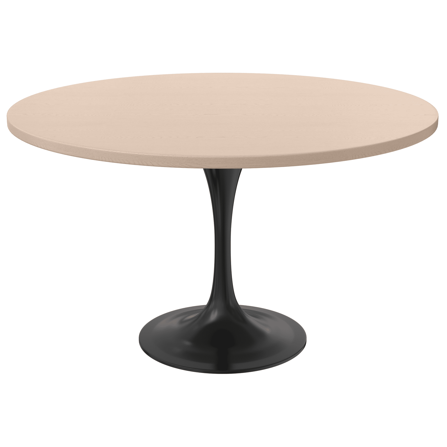 Verve Round Dining Table with MDF/Sintered Stone/Resin Tabletop in Black Stainless Steel Pedestal Base