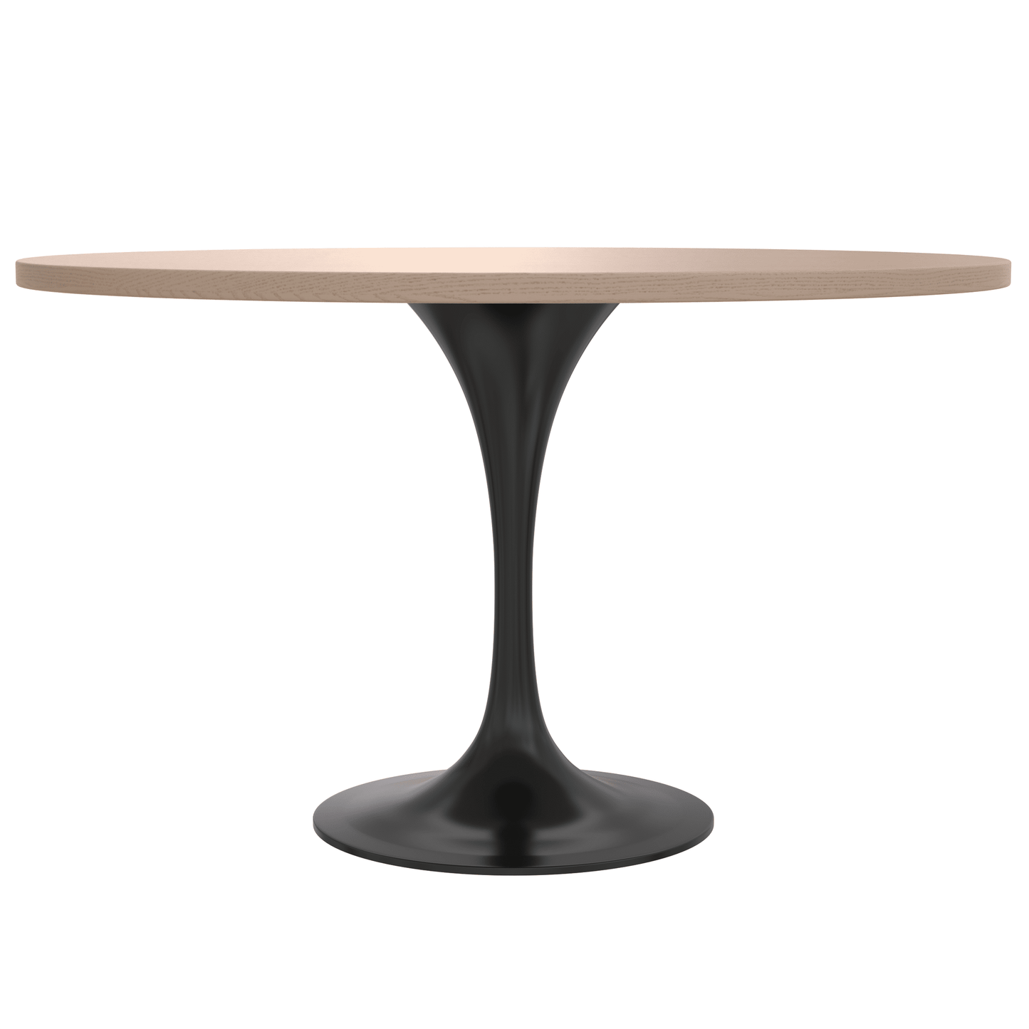 Verve Round Dining Table with MDF/Sintered Stone/Resin Tabletop in Black Stainless Steel Pedestal Base