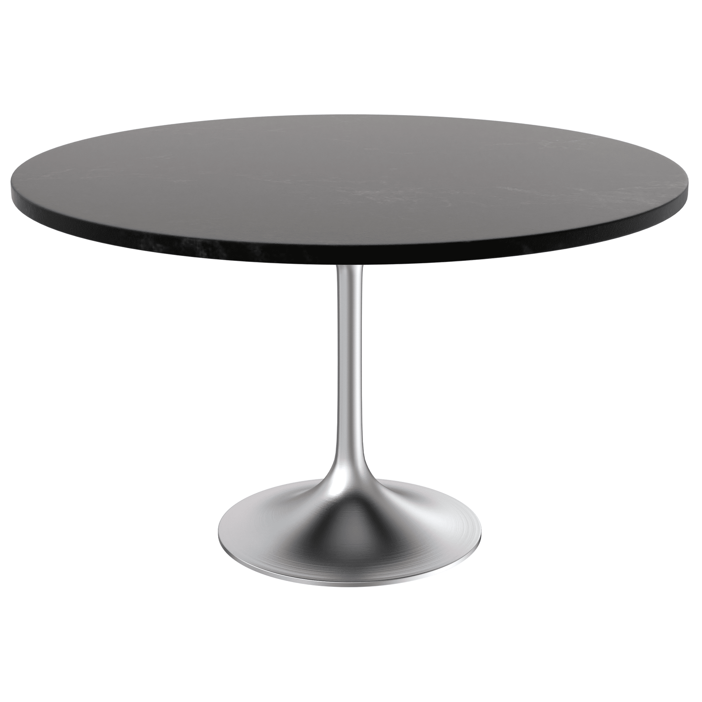Verve Round Dining Table with MDF/Sintered Stone/Resin Tabletop in Silver Stainless Steel Pedestal Base