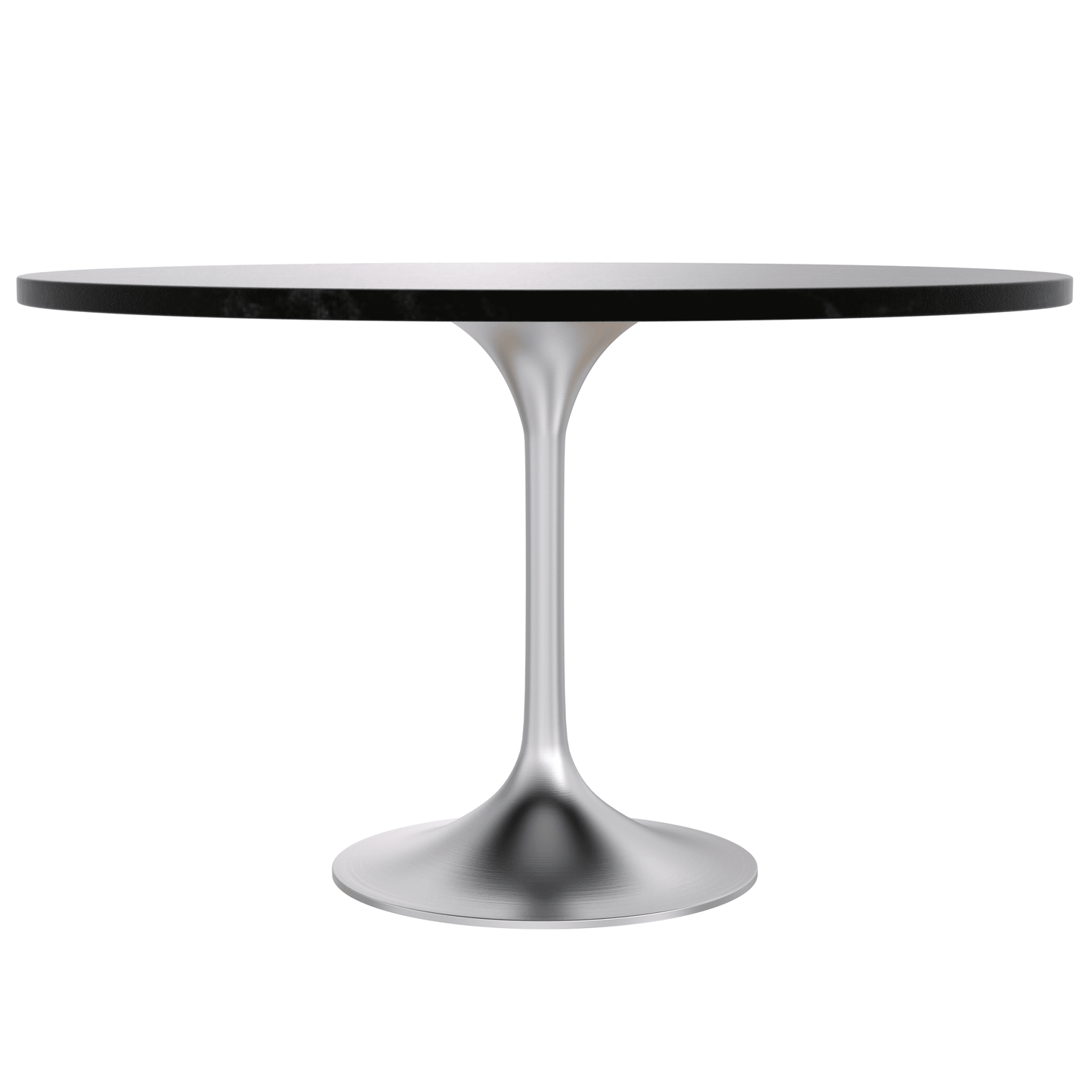 Verve Round Dining Table with MDF/Sintered Stone/Resin Tabletop in Silver Stainless Steel Pedestal Base