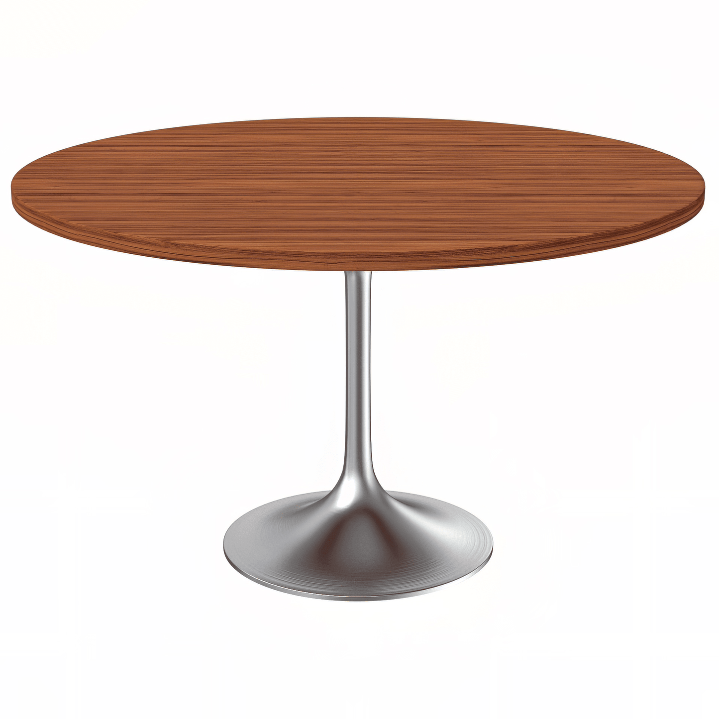 Verve Round Dining Table with MDF/Sintered Stone/Resin Tabletop in Silver Stainless Steel Pedestal Base