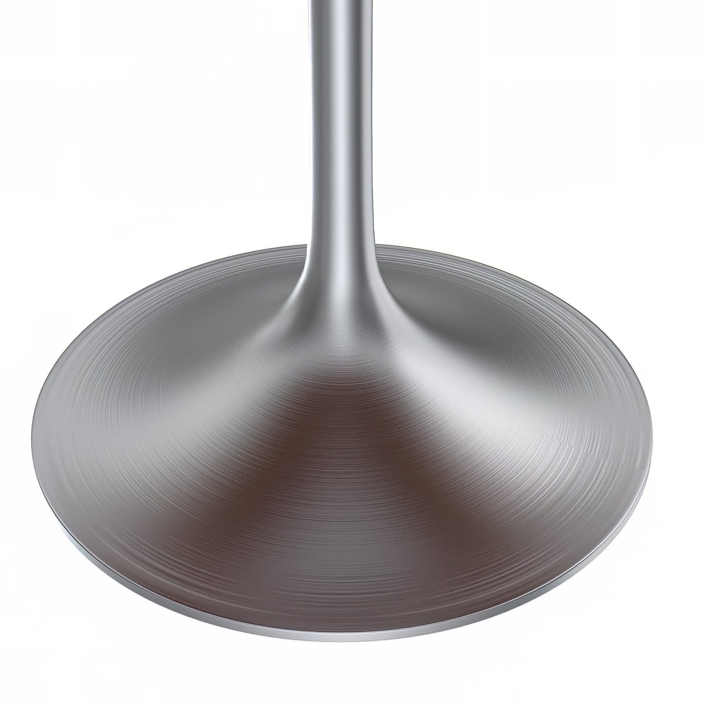 Verve Round Dining Table with MDF/Sintered Stone/Resin Tabletop in Silver Stainless Steel Pedestal Base