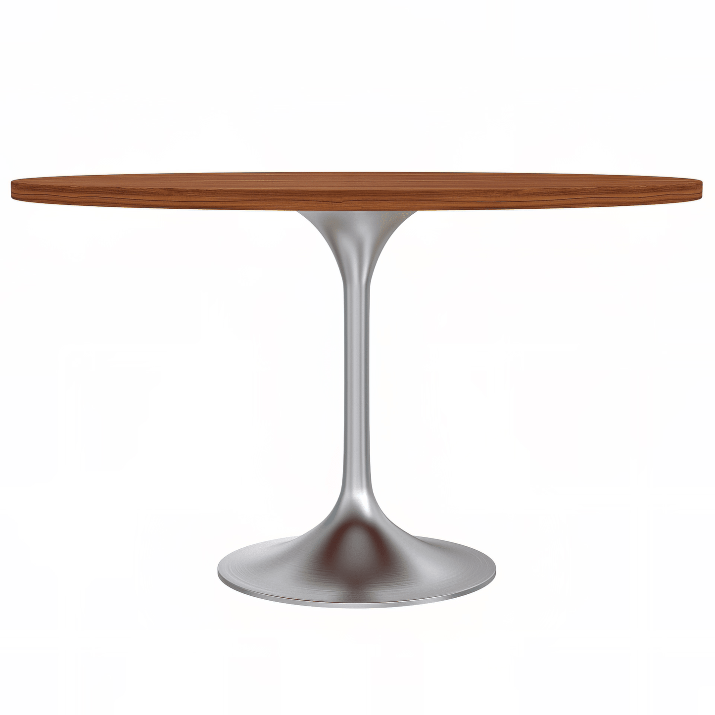 Verve Round Dining Table with MDF/Sintered Stone/Resin Tabletop in Silver Stainless Steel Pedestal Base