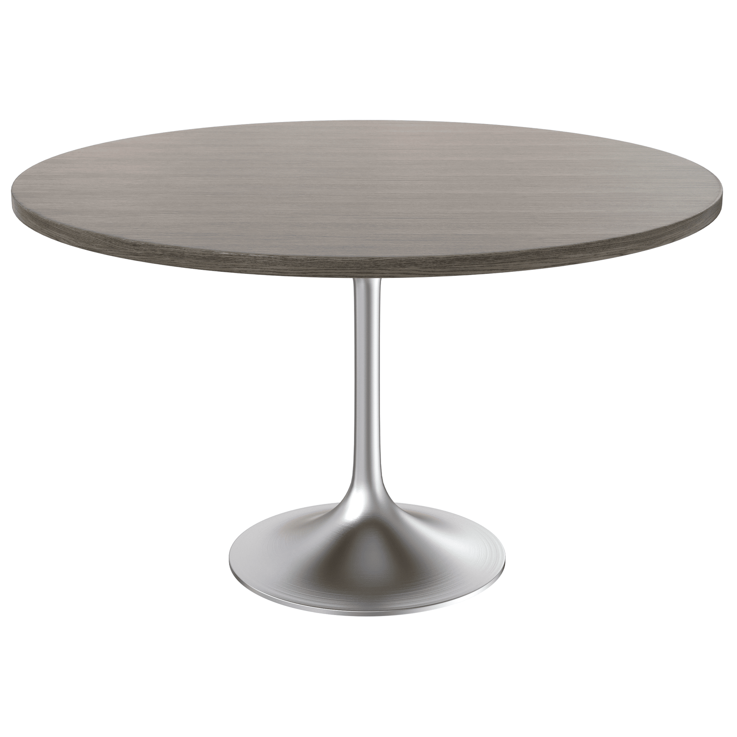 Verve Round Dining Table with MDF/Sintered Stone/Resin Tabletop in Silver Stainless Steel Pedestal Base