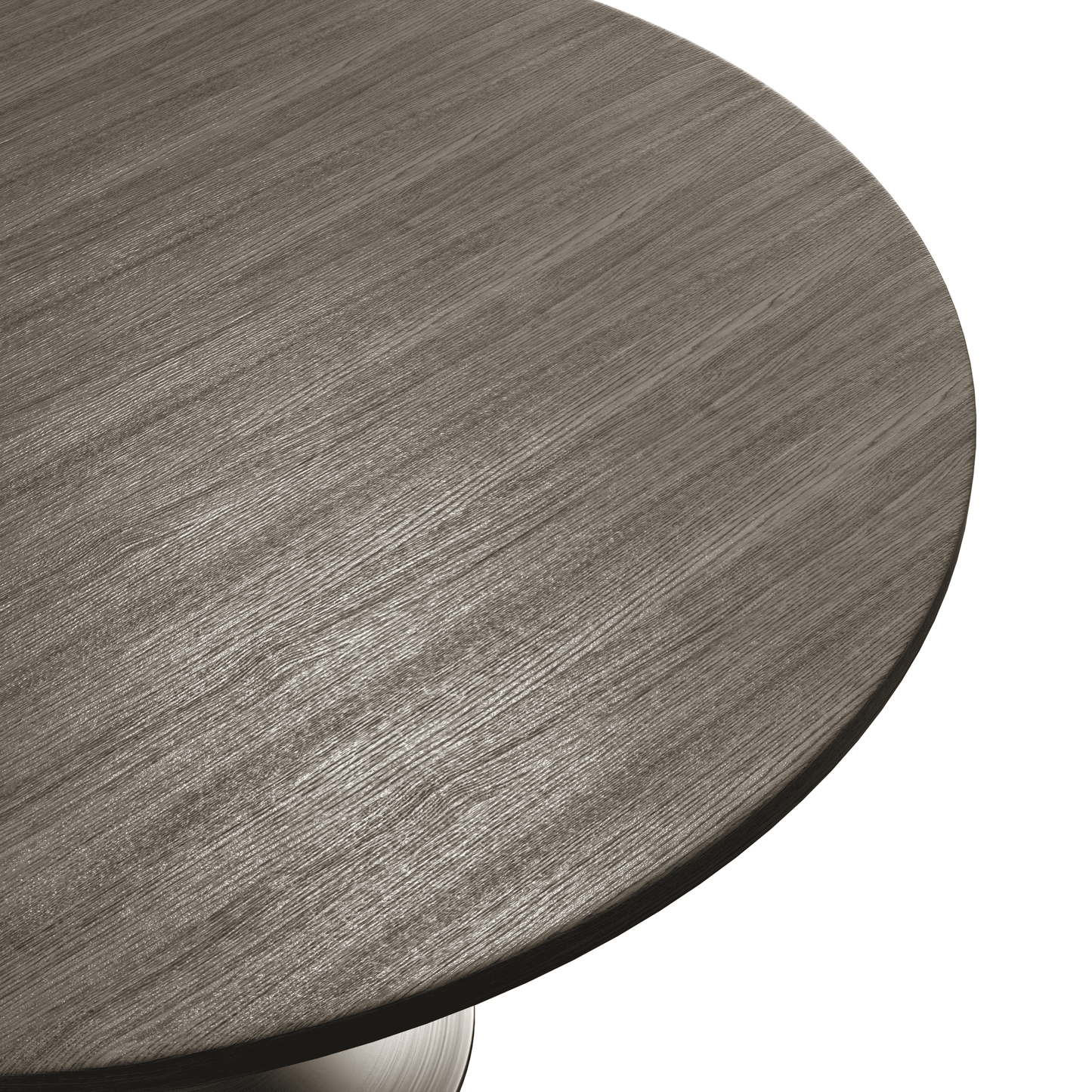 Verve Round Dining Table with MDF/Sintered Stone/Resin Tabletop in Silver Stainless Steel Pedestal Base