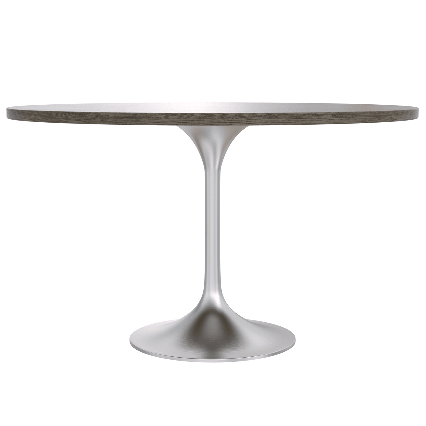 Verve Round Dining Table with MDF/Sintered Stone/Resin Tabletop in Silver Stainless Steel Pedestal Base