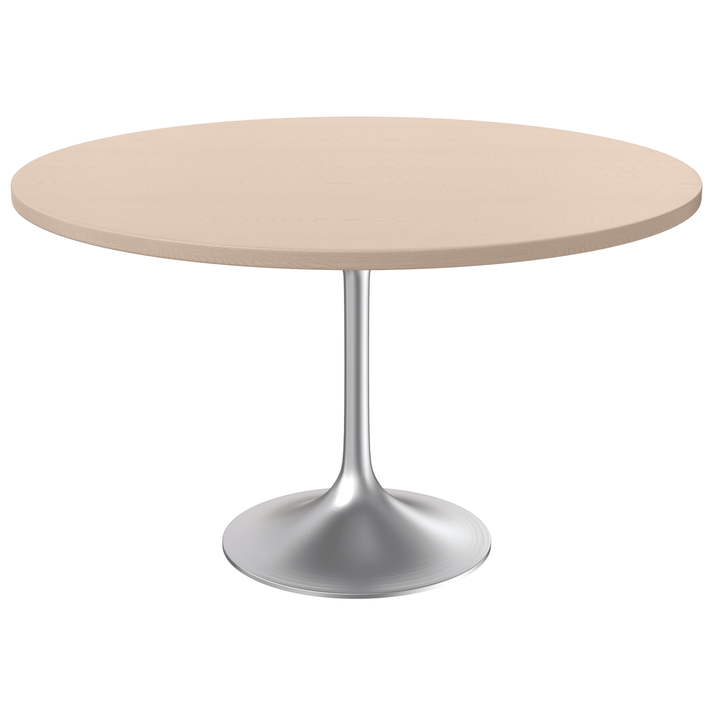 Verve Round Dining Table with MDF/Sintered Stone/Resin Tabletop in Silver Stainless Steel Pedestal Base