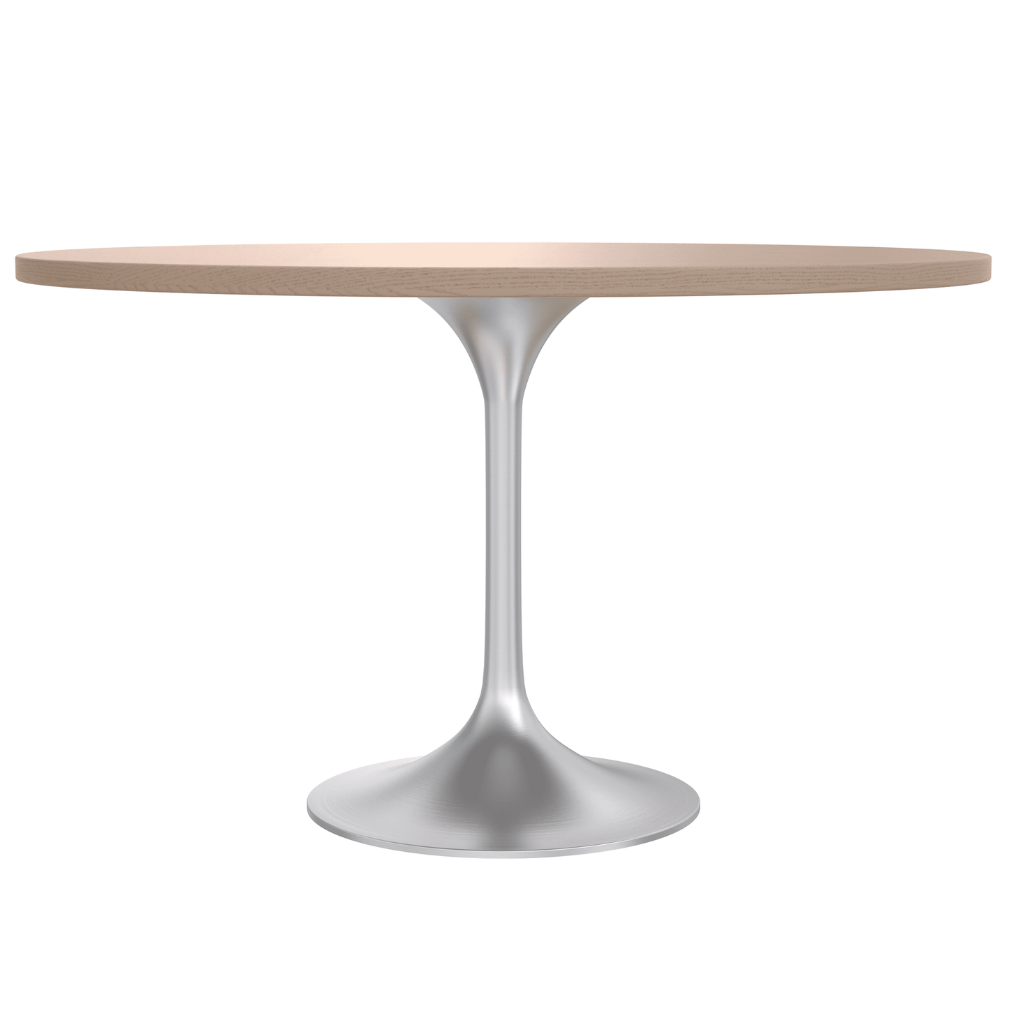 Verve Round Dining Table with MDF/Sintered Stone/Resin Tabletop in Silver Stainless Steel Pedestal Base