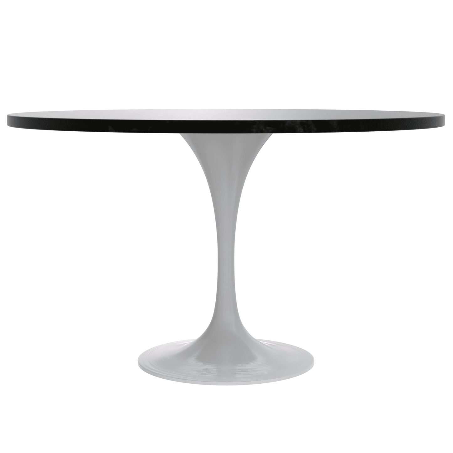 Verve Round Dining Table with MDF/Sintered Stone/Resin Tabletop in White Stainless Steel Pedestal Base