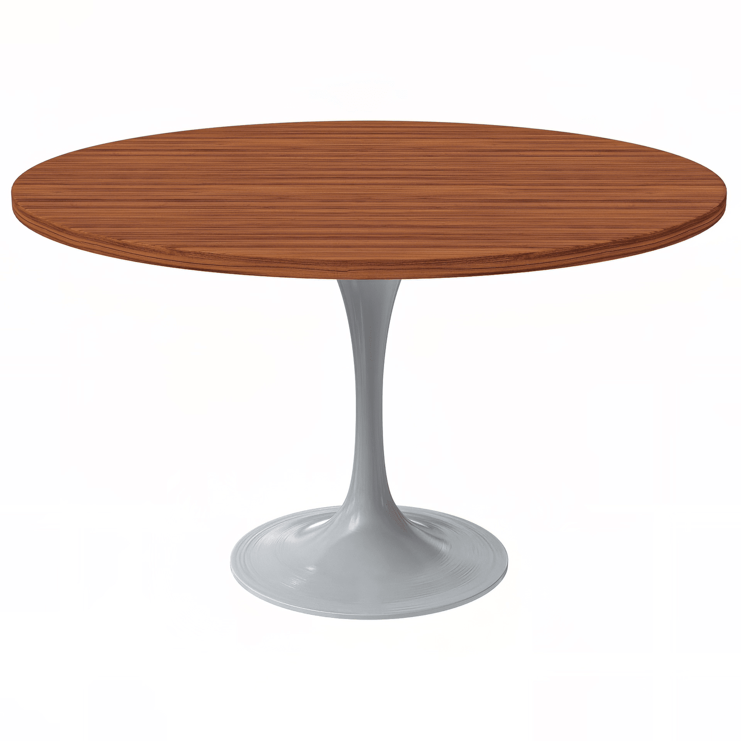Verve Round Dining Table with MDF/Sintered Stone/Resin Tabletop in White Stainless Steel Pedestal Base