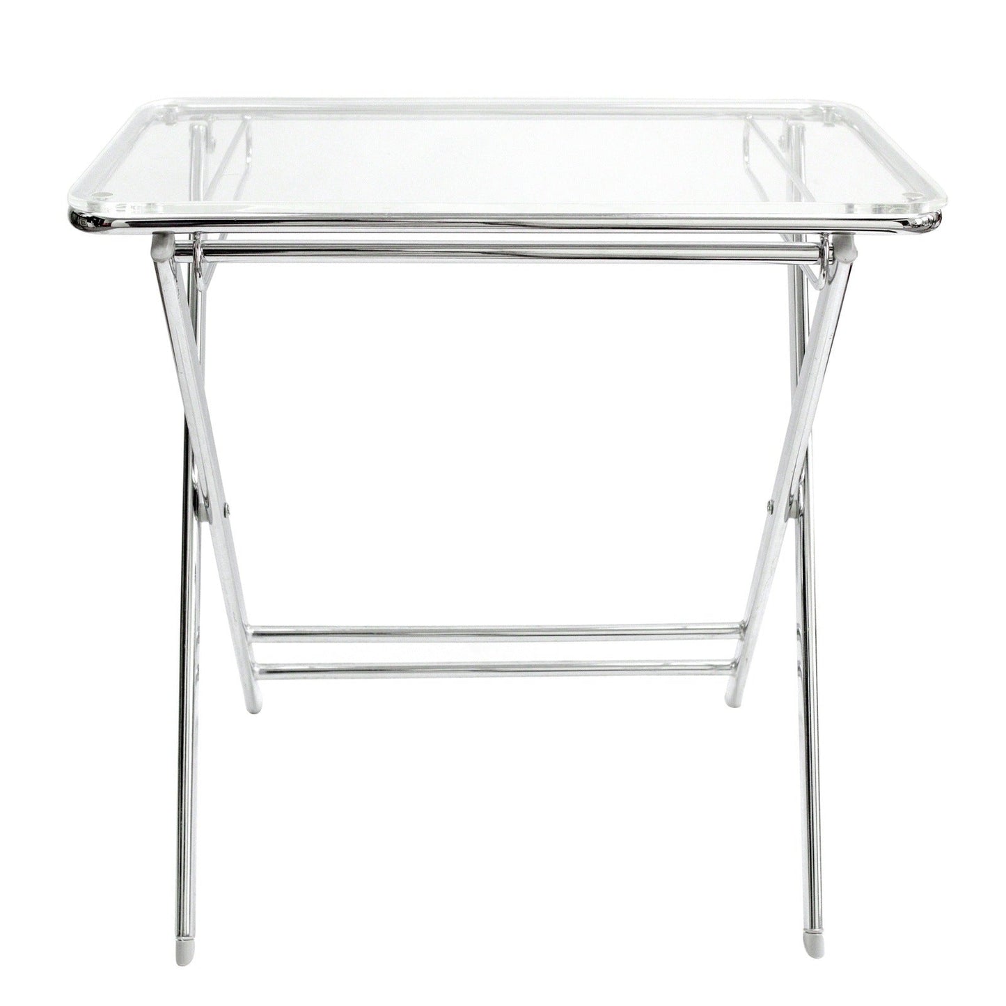 Victorian Acrylic Foldable End Side Table Tray with Chrome Metal Legs
