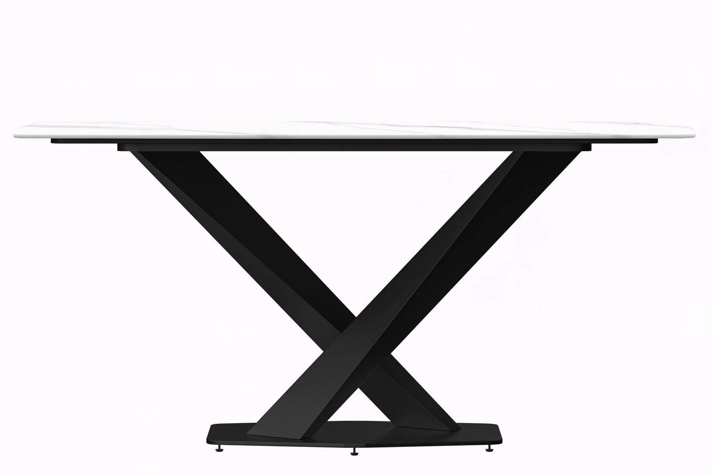 Voren Dining Table with Rectangular Tabletop with Gold/Black Stainless Steel Base