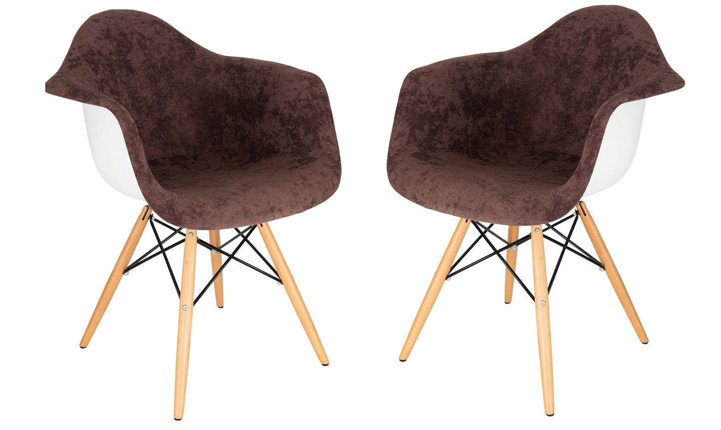 Willow Velvet Eiffel Wooden Base Accent Chair Set of 2