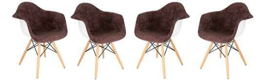 Willow Velvet Eiffel Wooden Base Accent Chair Set of 4