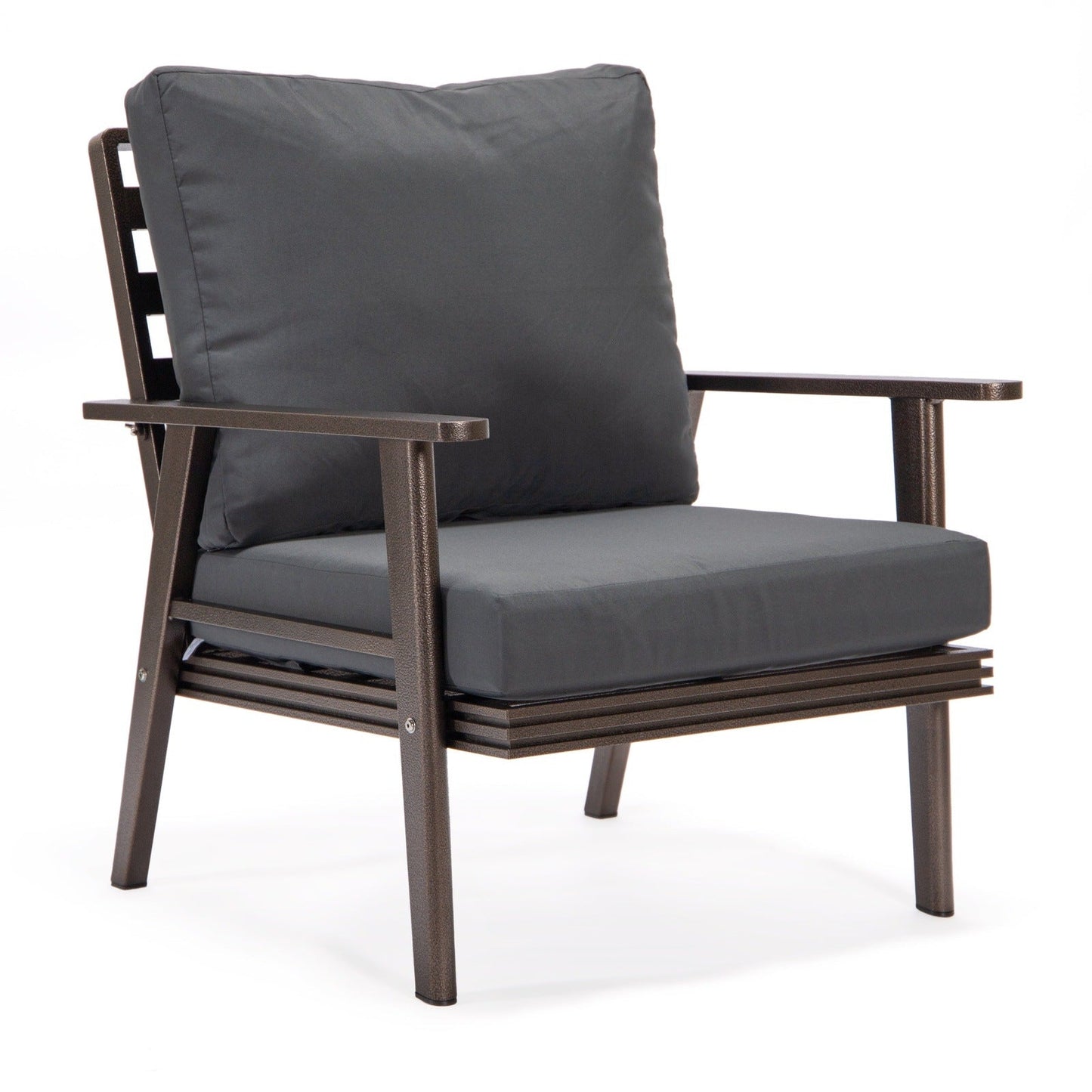 Walbrooke Modern 3-Piece Outdoor Patio Set with Brown Aluminum Frame and Removable Cushions Loveseat and Set of 2 Armchairs