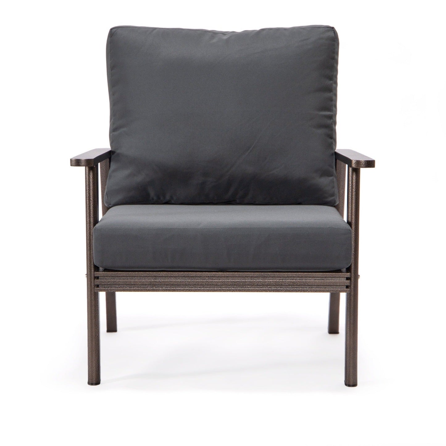 Walbrooke Modern 3-Piece Outdoor Patio Set with Brown Aluminum Frame and Removable Cushions Loveseat and Set of 2 Armchairs