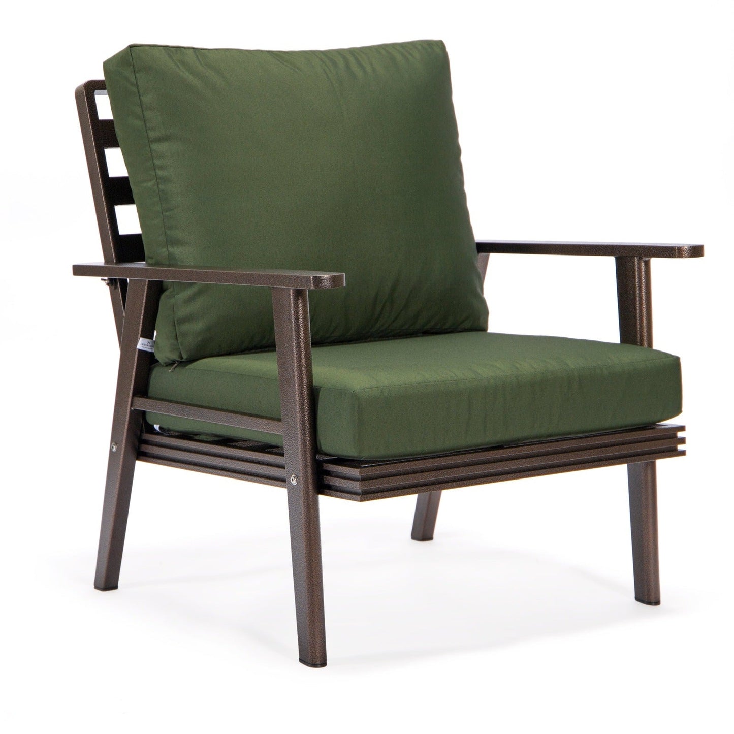 Walbrooke Modern 3-Piece Outdoor Patio Set with Brown Aluminum Frame and Removable Cushions Loveseat and Set of 2 Armchairs