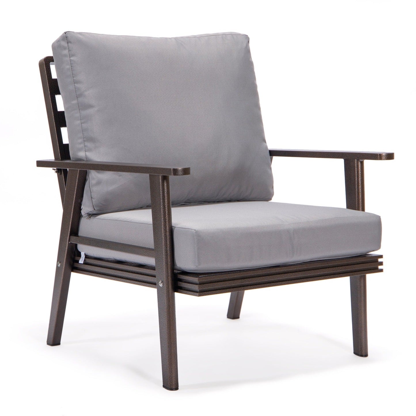 Walbrooke Modern 3-Piece Outdoor Patio Set with Brown Aluminum Frame and Removable Cushions Loveseat and Set of 2 Armchairs