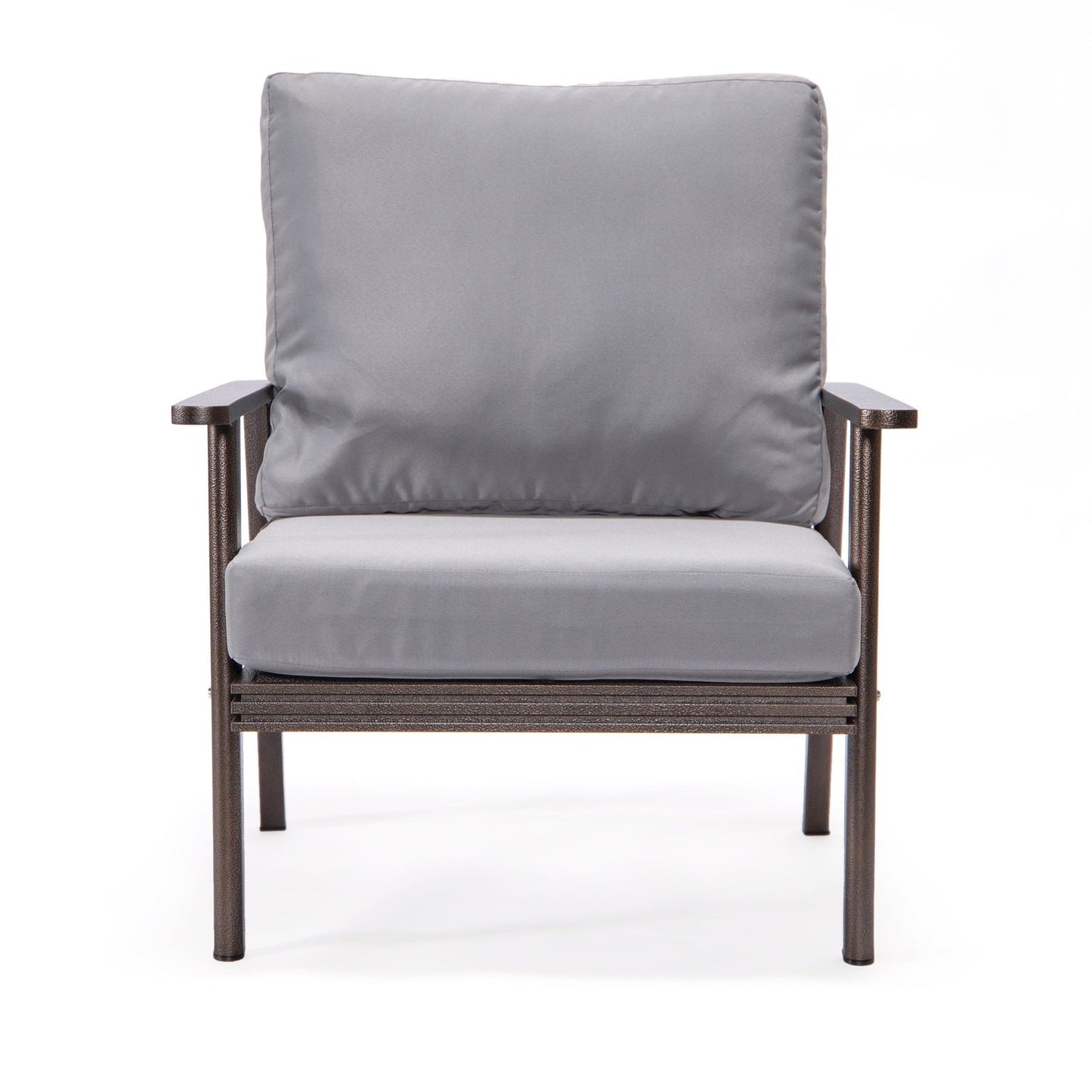 Walbrooke Modern 3-Piece Outdoor Patio Set with Brown Aluminum Frame and Removable Cushions Loveseat and Set of 2 Armchairs