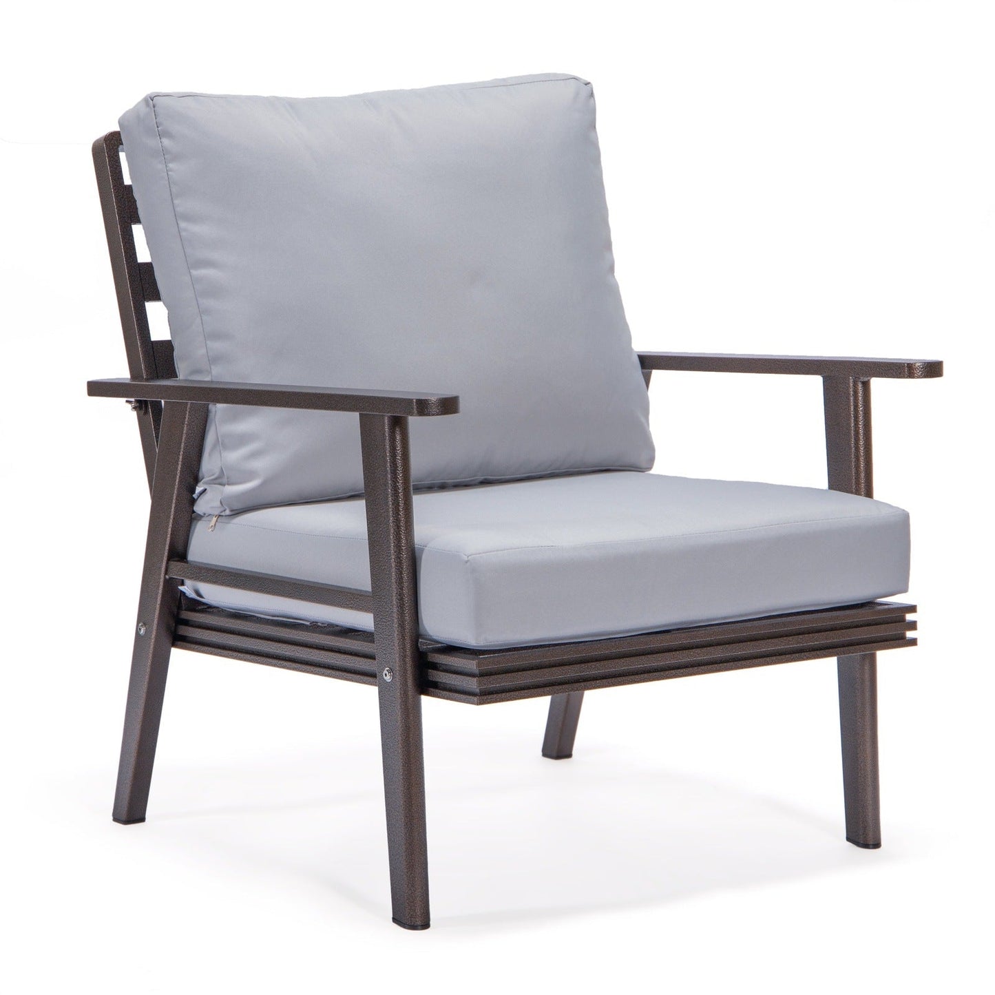 Walbrooke Modern 3-Piece Outdoor Patio Set with Brown Aluminum Frame and Removable Cushions Loveseat and Set of 2 Armchairs