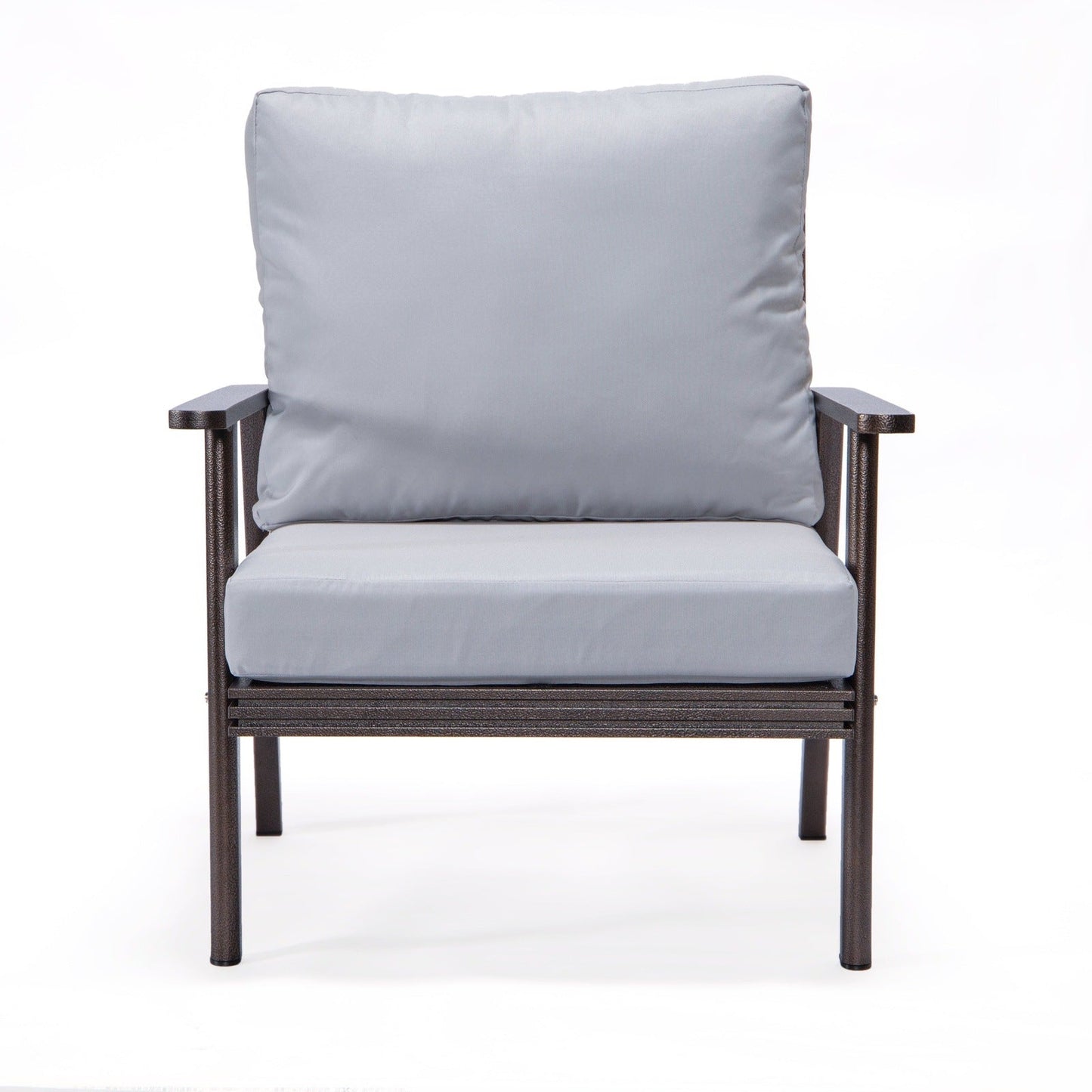 Walbrooke Modern 3-Piece Outdoor Patio Set with Brown Aluminum Frame and Removable Cushions Loveseat and Set of 2 Armchairs