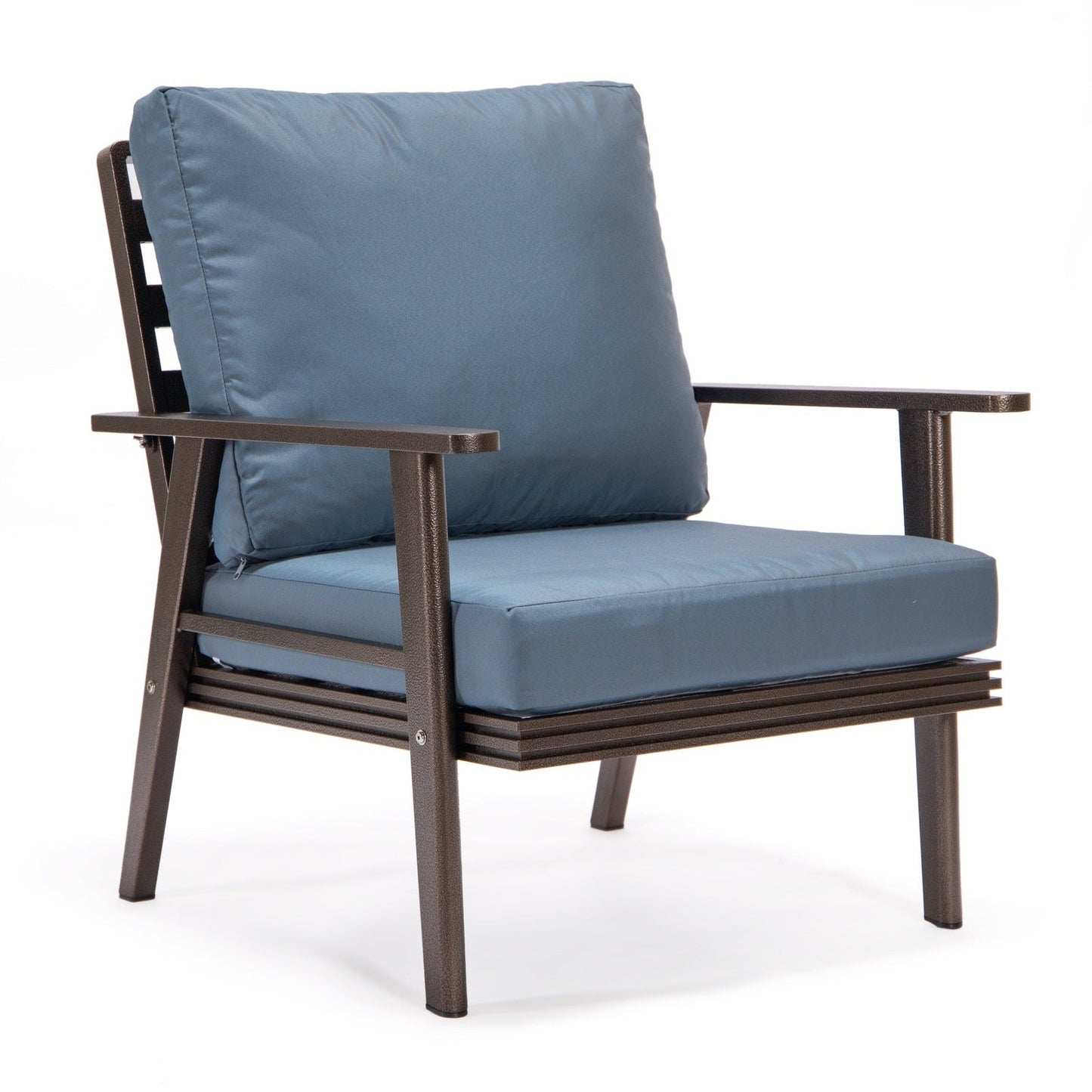 Walbrooke Modern 3-Piece Outdoor Patio Set with Brown Aluminum Frame and Removable Cushions Loveseat and Set of 2 Armchairs