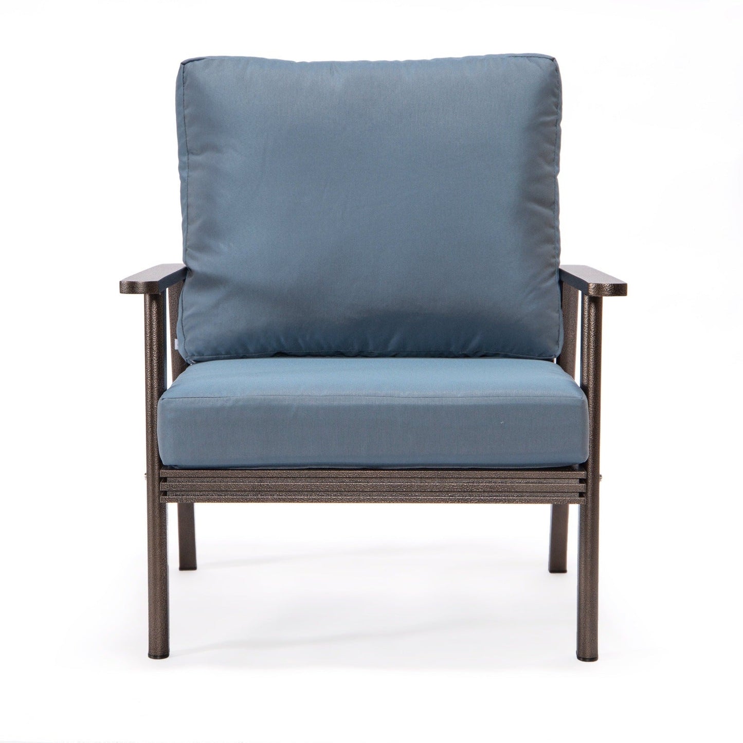 Walbrooke Modern 3-Piece Outdoor Patio Set with Brown Aluminum Frame and Removable Cushions Loveseat and Set of 2 Armchairs