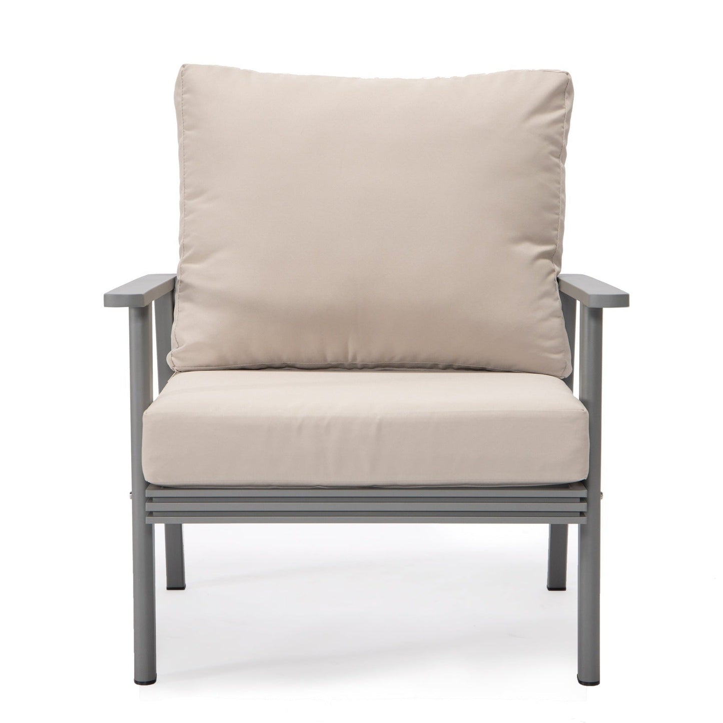 Walbrooke Modern 3-Piece Outdoor Patio Set with Grey Aluminum Frame and Removable Cushions Loveseat and Set of 2 Armchairs