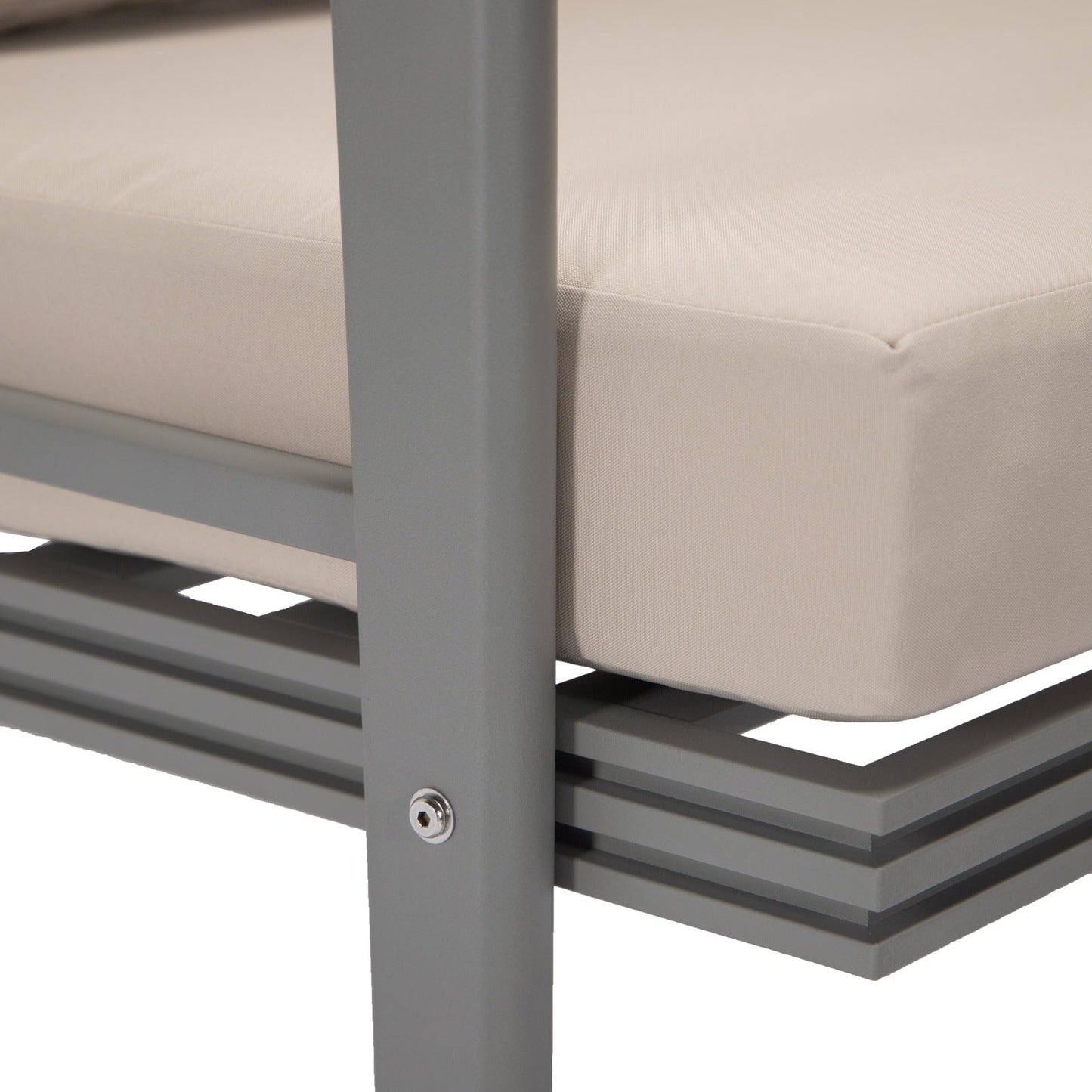 Walbrooke Modern 3-Piece Outdoor Patio Set with Grey Aluminum Frame and Removable Cushions Loveseat and Set of 2 Armchairs