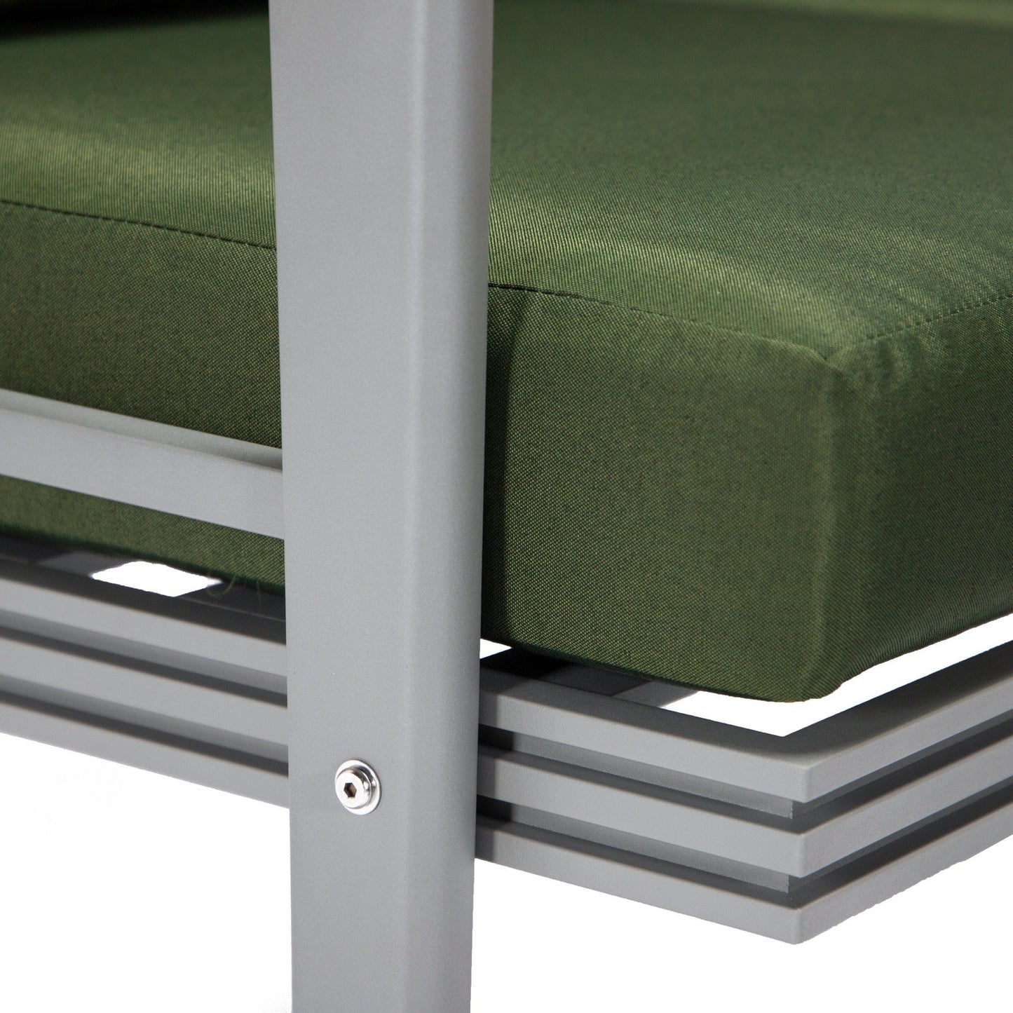 Walbrooke Modern 3-Piece Outdoor Patio Set with Grey Aluminum Frame and Removable Cushions Loveseat and Set of 2 Armchairs