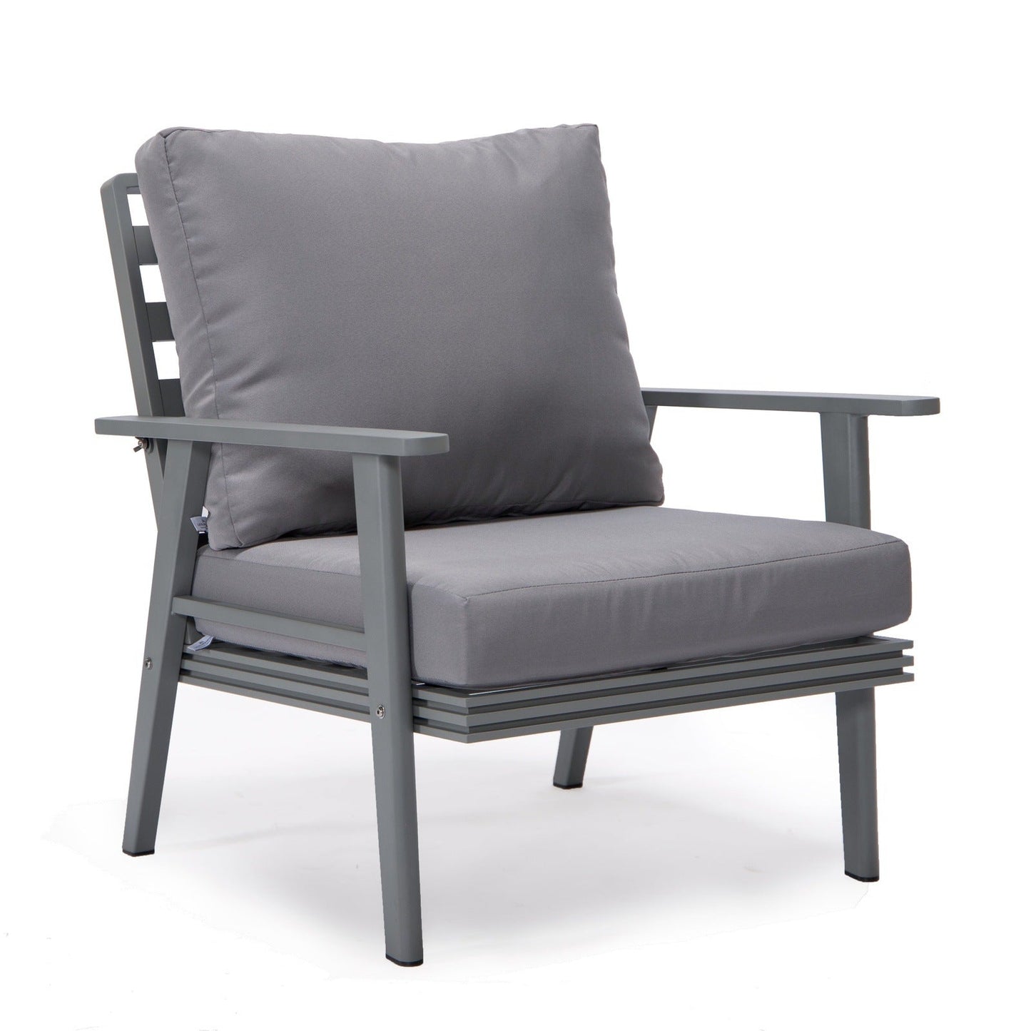Walbrooke Modern 3-Piece Outdoor Patio Set with Grey Aluminum Frame and Removable Cushions Loveseat and Set of 2 Armchairs