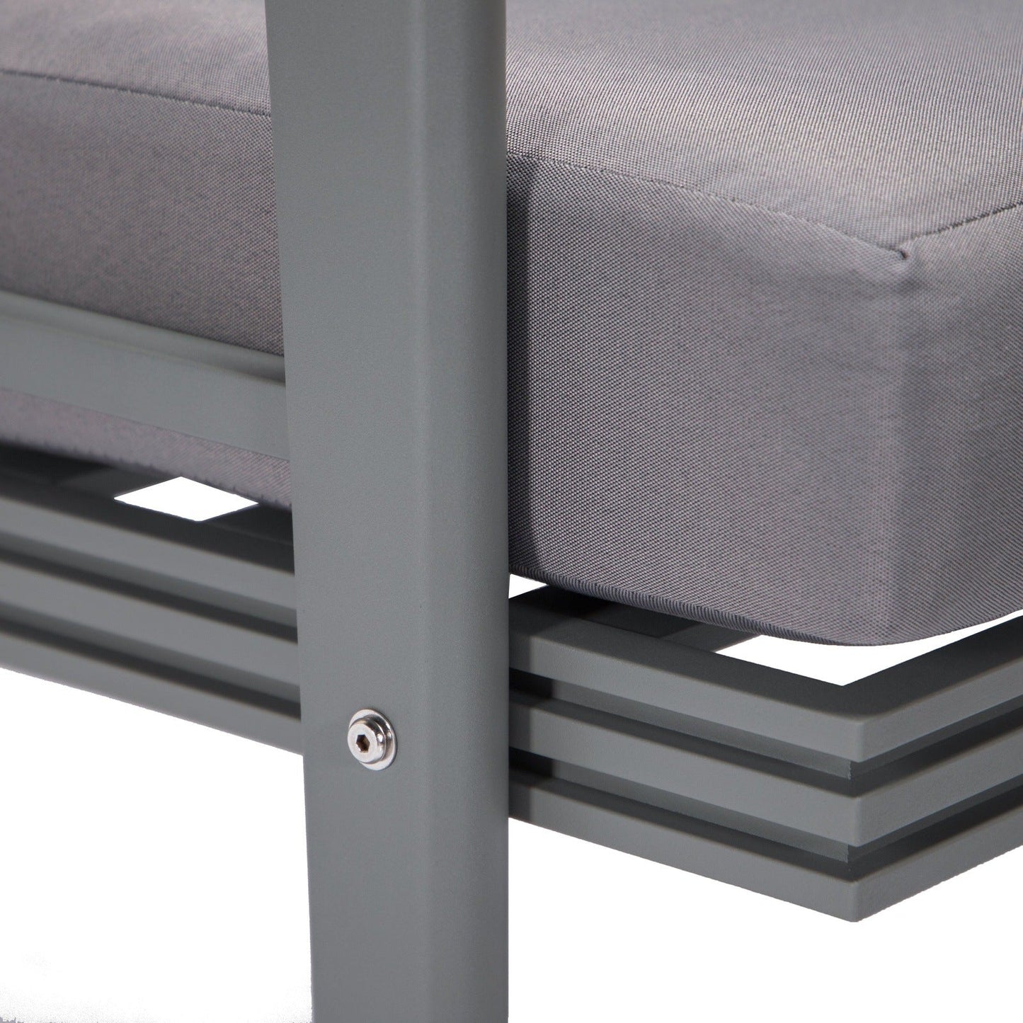 Walbrooke Modern 3-Piece Outdoor Patio Set with Grey Aluminum Frame and Removable Cushions Loveseat and Set of 2 Armchairs